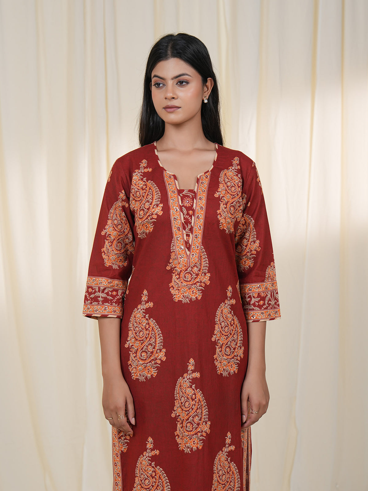 Rustic Indian Paisley Cotton Kurta