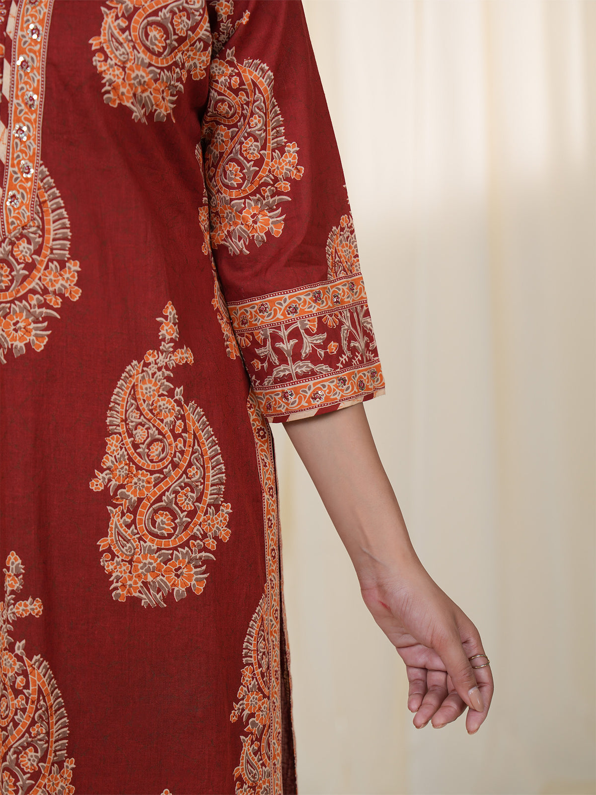 Rustic Indian Paisley Cotton Kurta