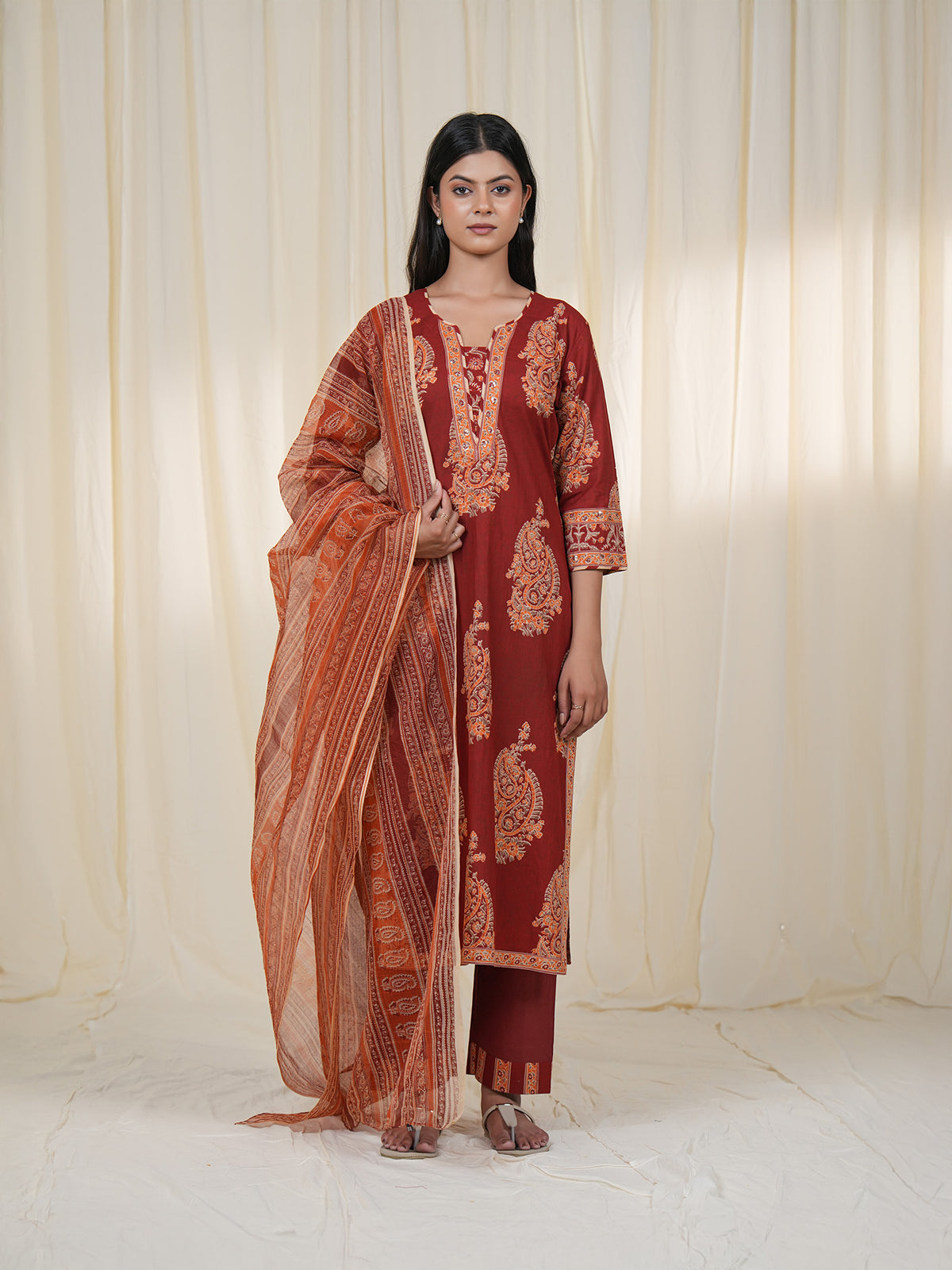 Rustic Indian Paisley Cotton Kurta