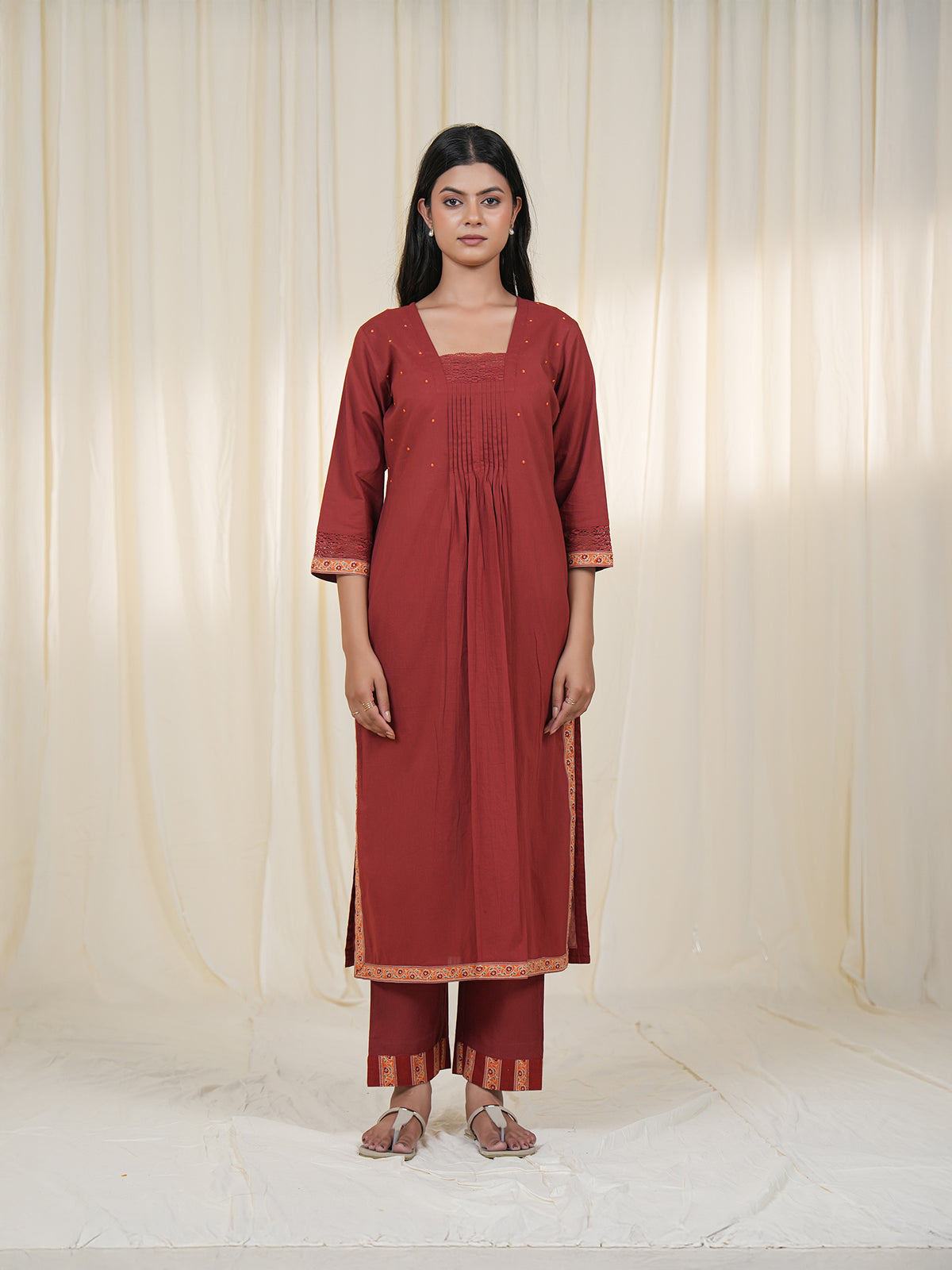 Rustic Indian Plain Cotton Kurta
