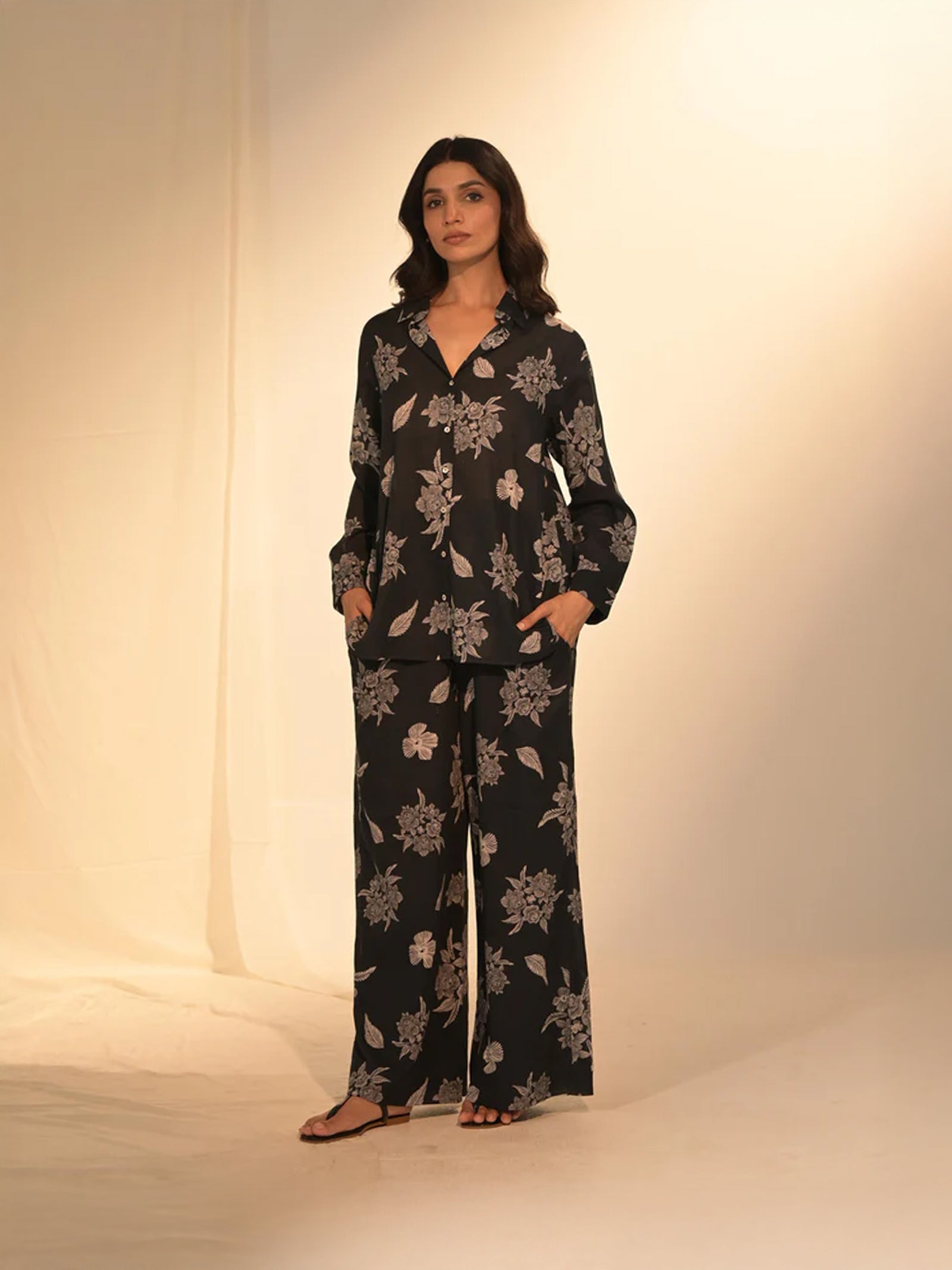Black Dragon Voile Twin Set (Set Of 2 Pcs)