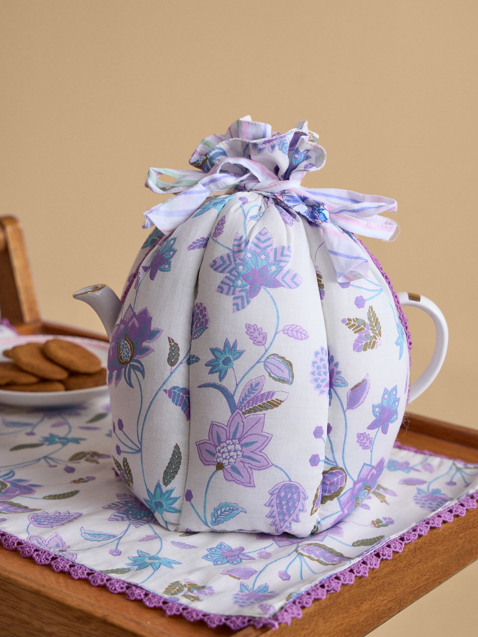 Lined Up Tea Cosy -  Purple