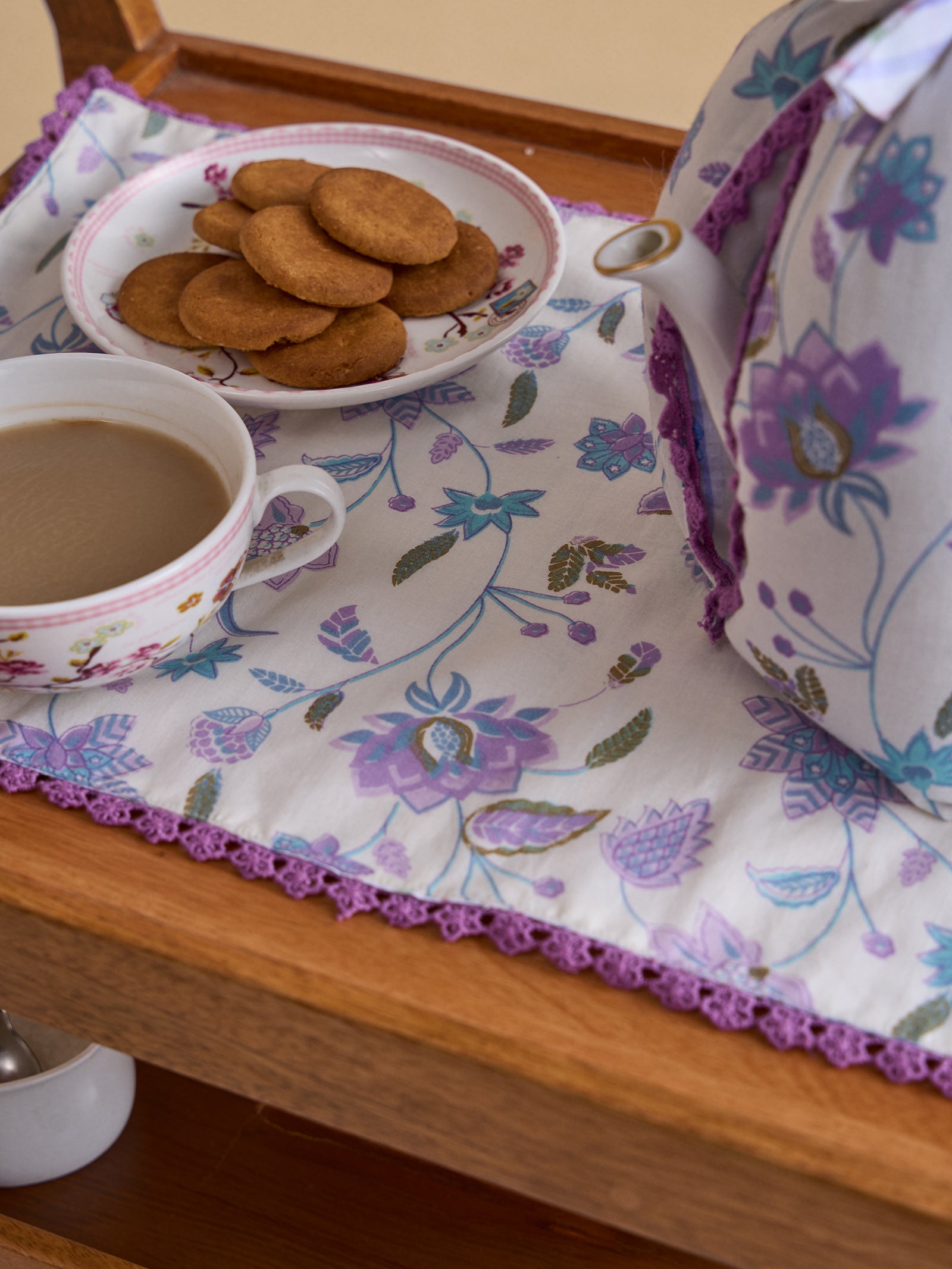 Lined Up Tea Cosy -  Purple