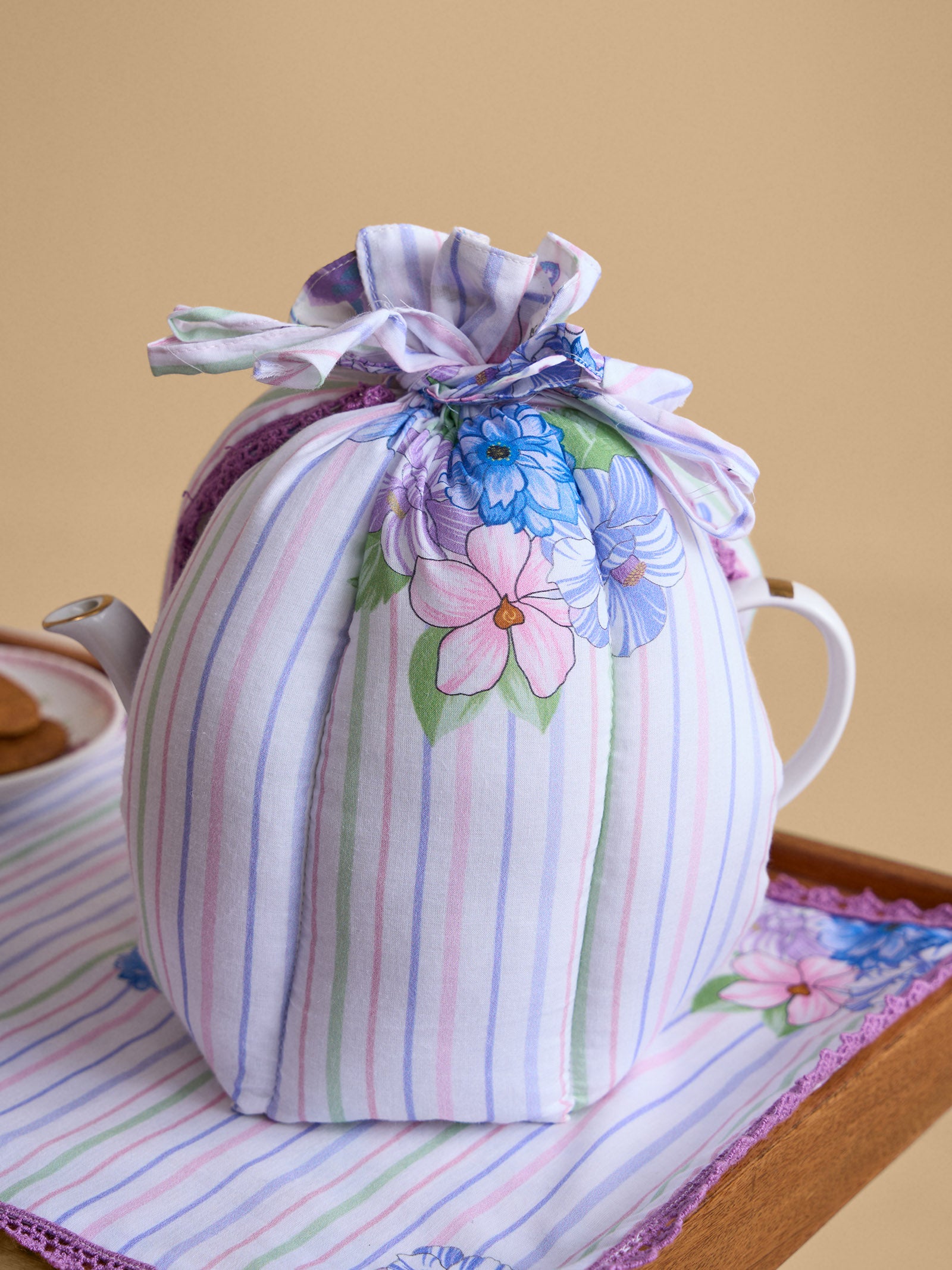 Lined Up Tea Cosy -  Purple