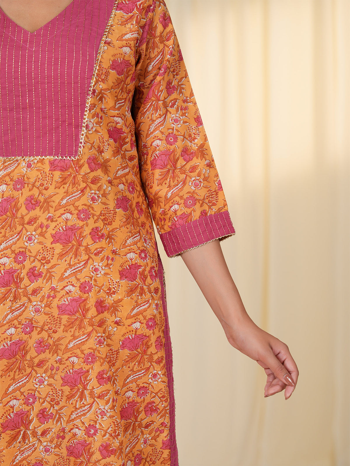 Sada Suhagan Cosmos Valley Chanderi Kurta