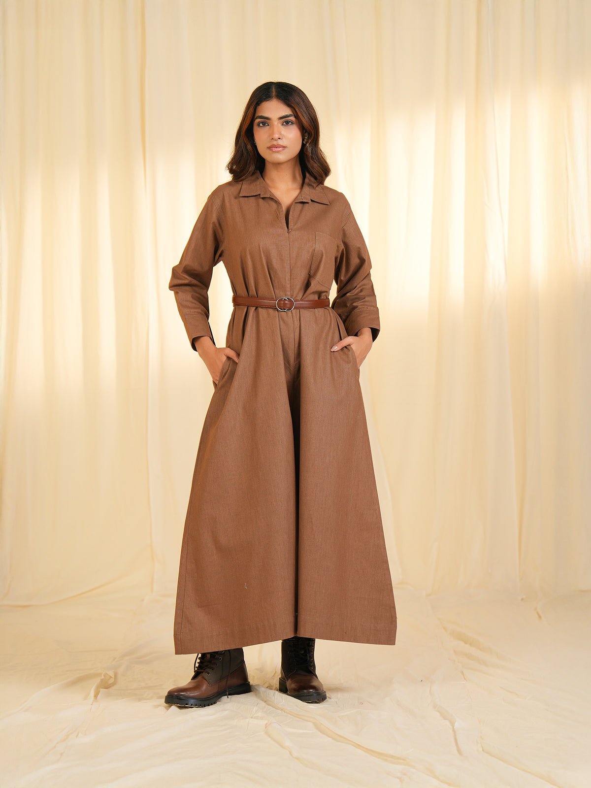 Safari - Beige Cotton Jumpsuit