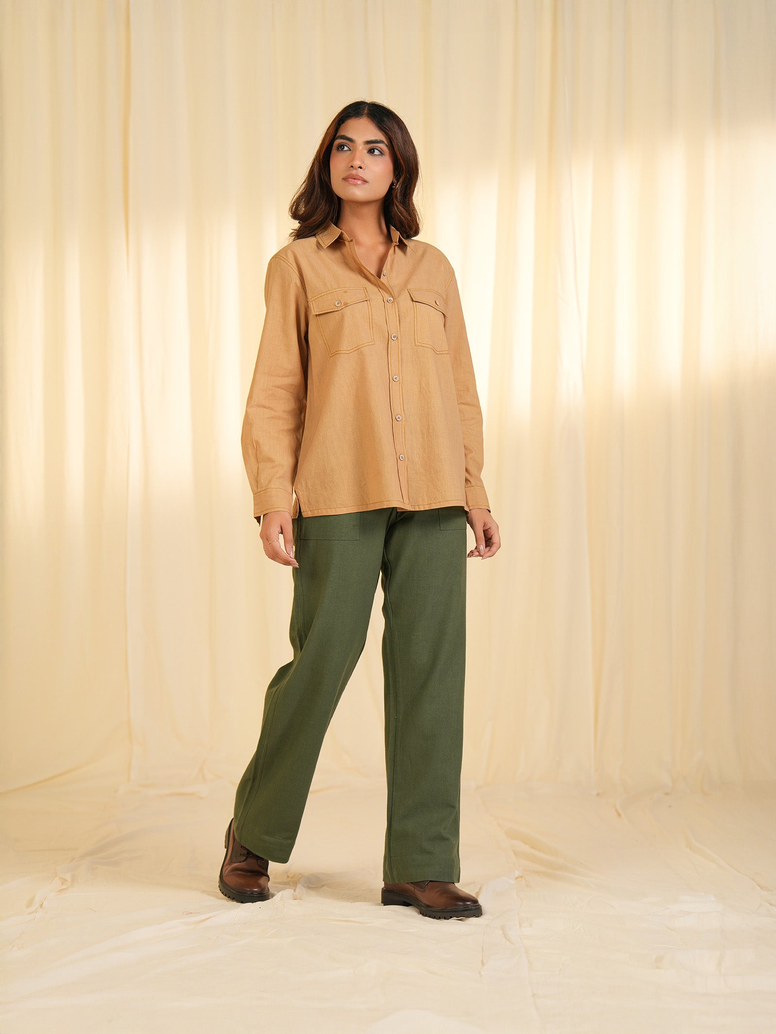 Safari - Olive Beige Cotton Shirt