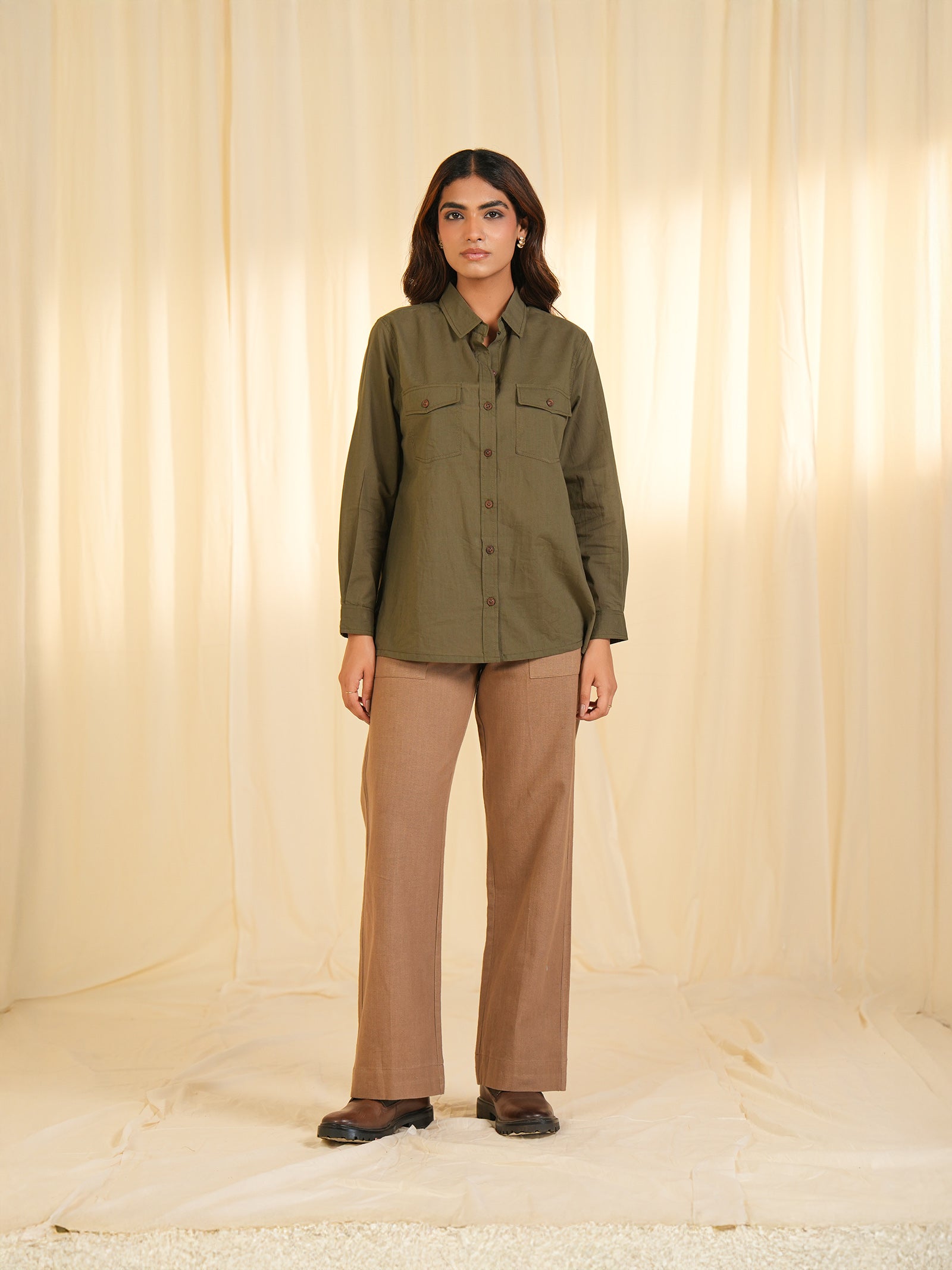 Safari - Olive Green Cotton Shirt