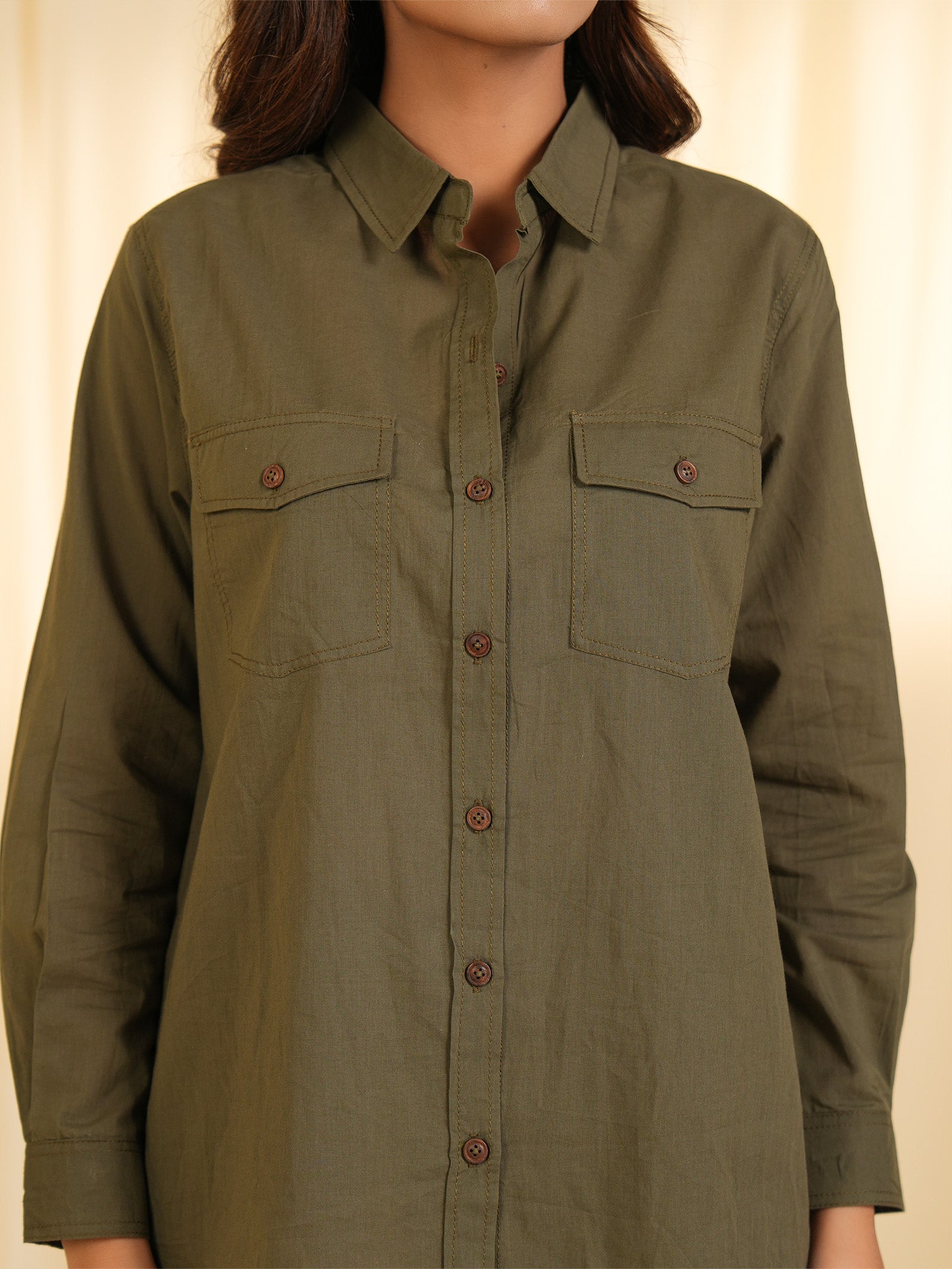 Safari - Olive Green Cotton Shirt