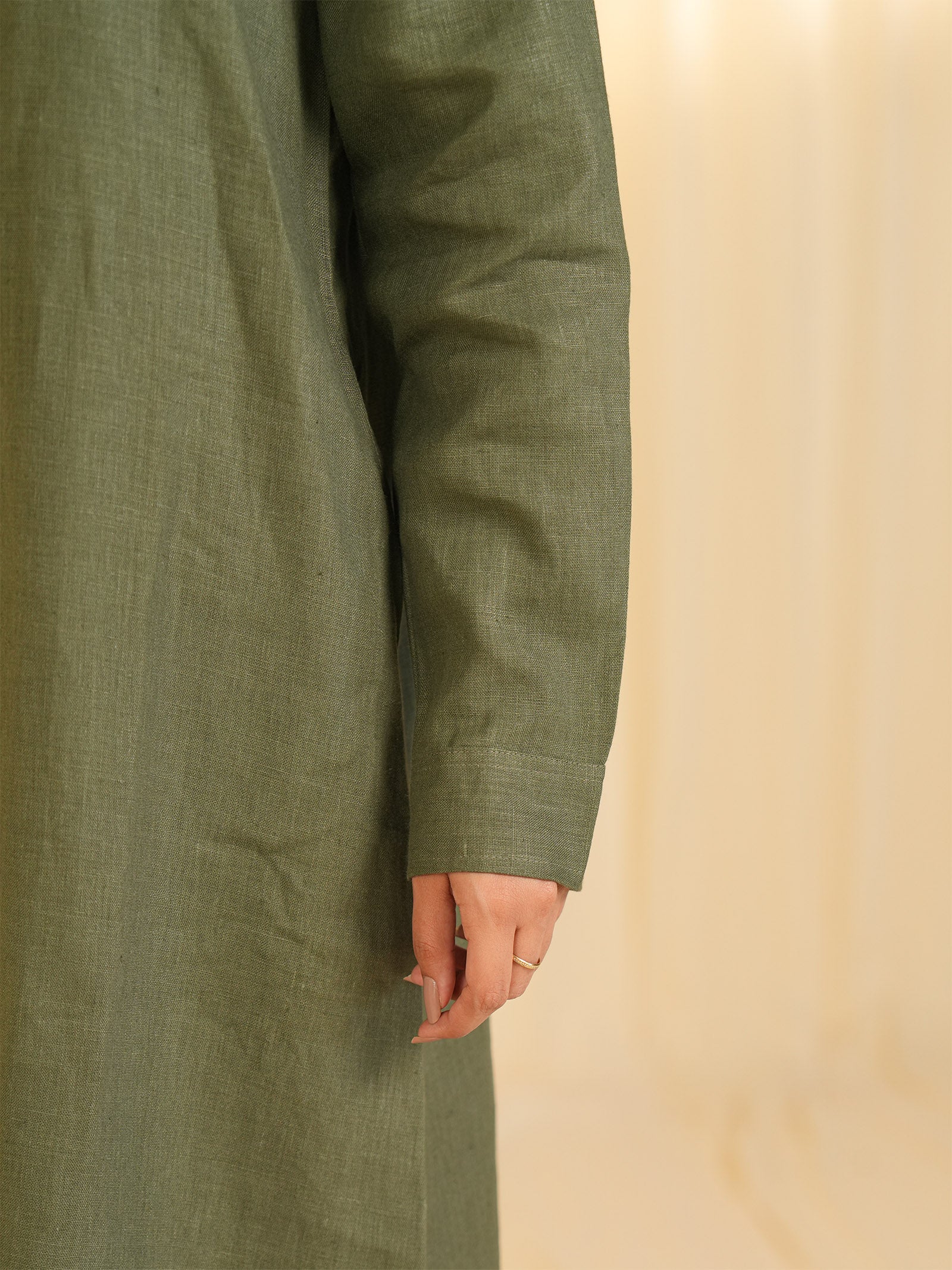 Safari - Olive Green Linen Dress