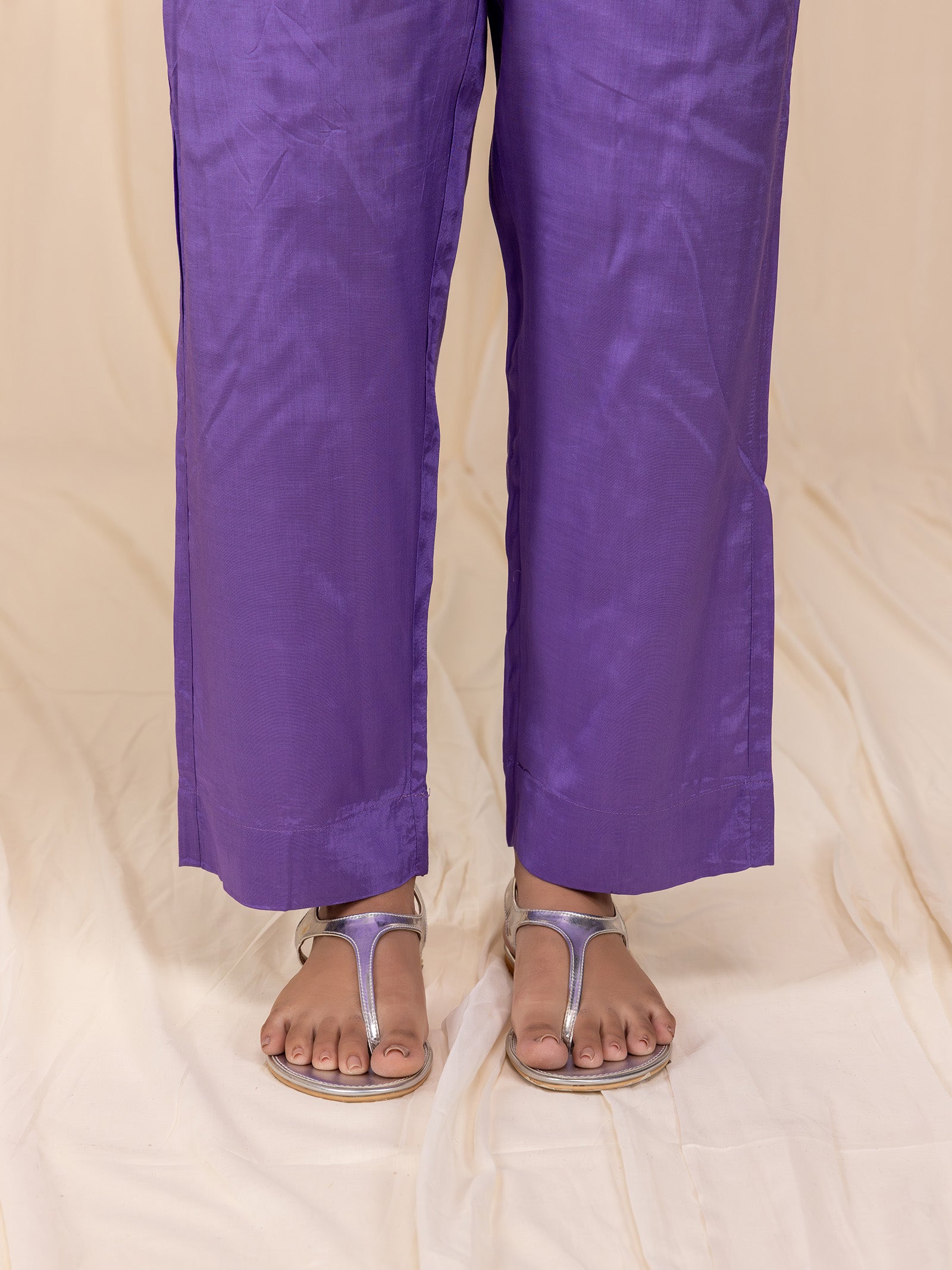 Sakhi Saheliya Purple Bamboo Silk Straight Pants