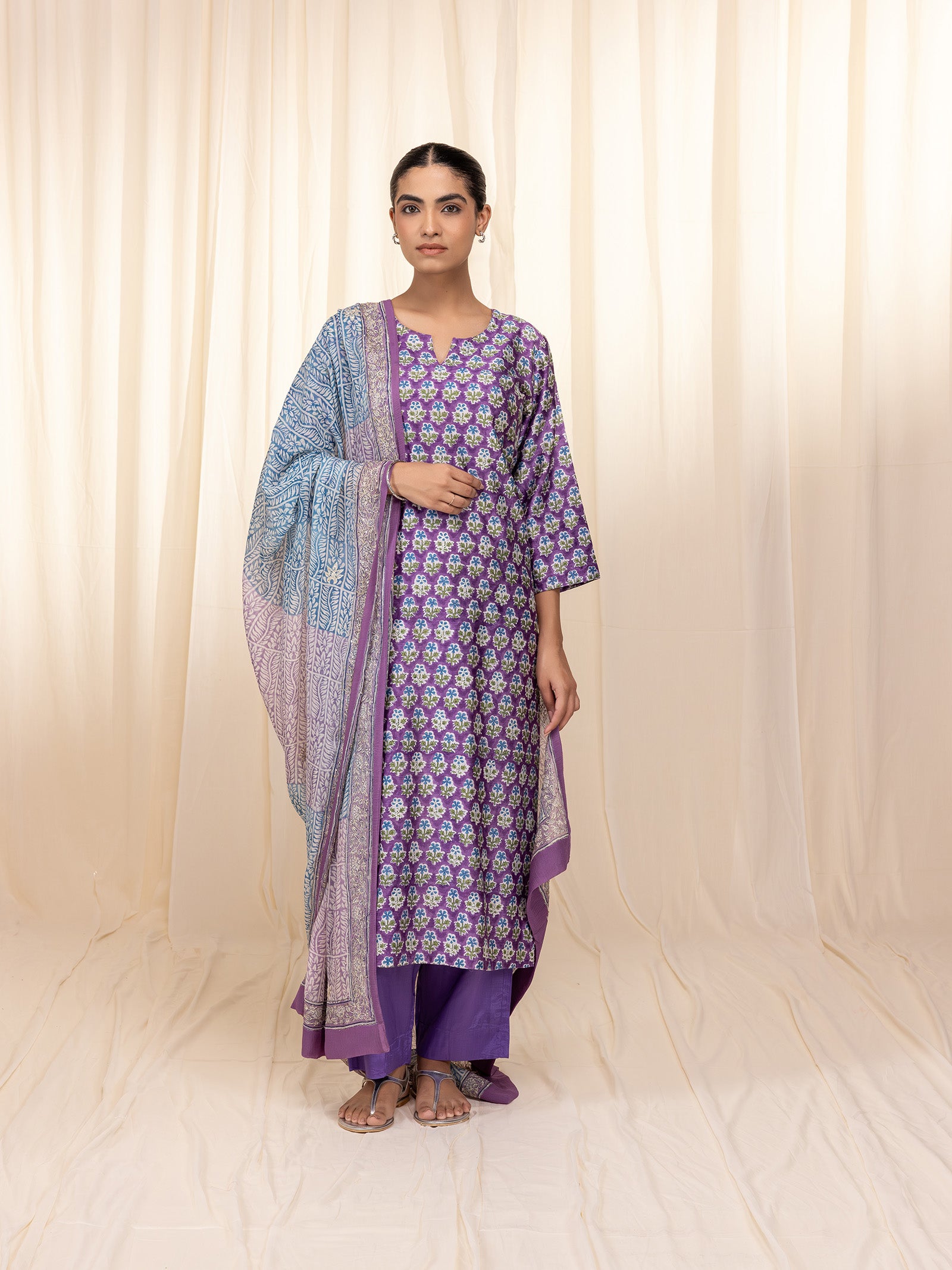 Sakhi Saheliya Purple Chiffon Dupatta