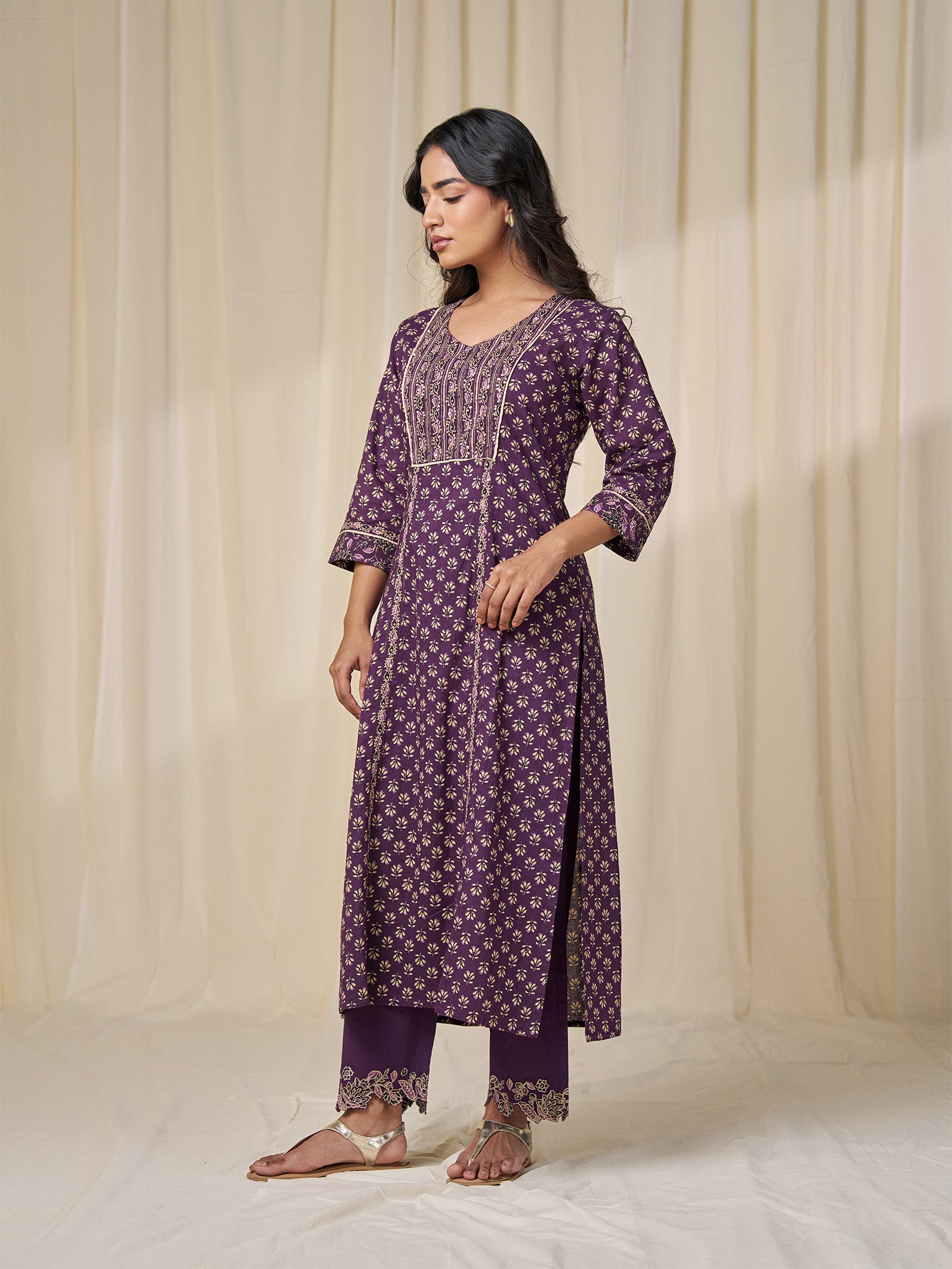 Purple Plum Cotton Kurta