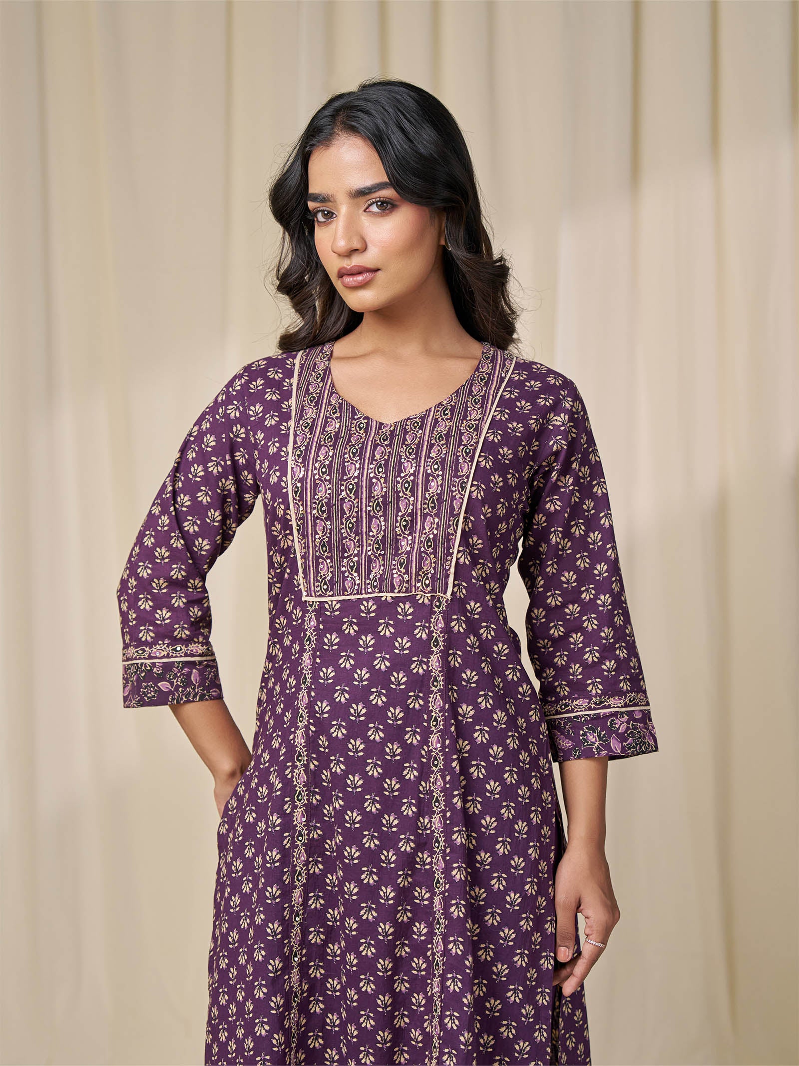 Purple Plum Cotton Kurta
