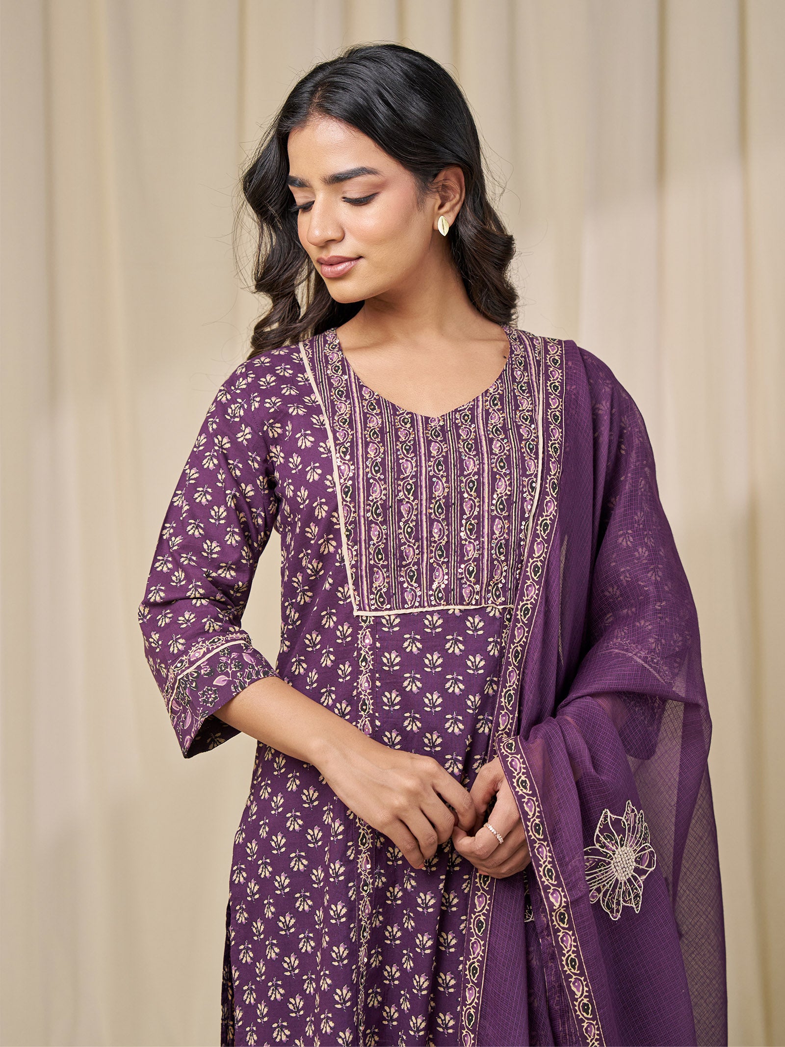 Purple Plum Kota Doria Dupatta