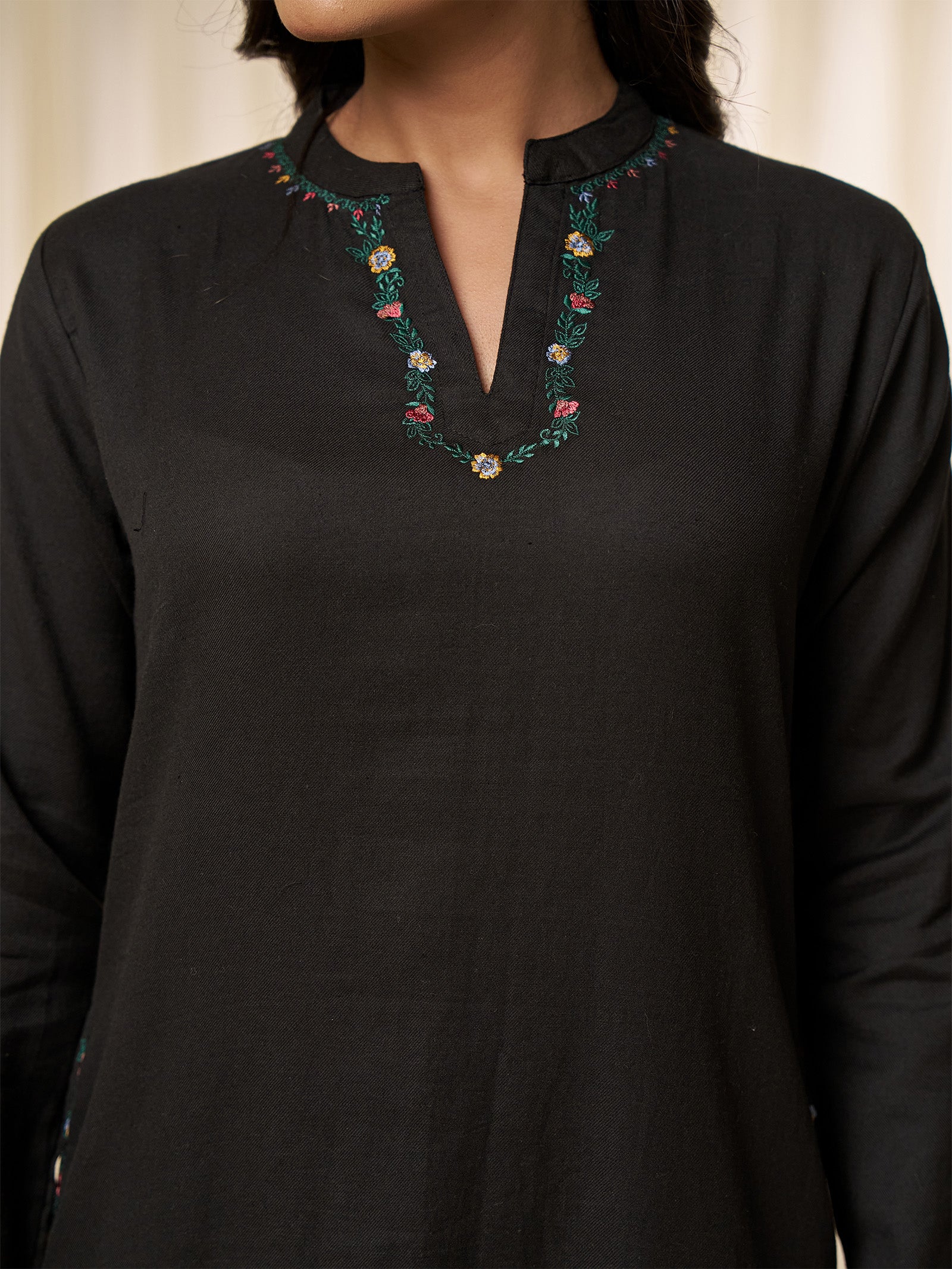 Berry Black Twill Kurta