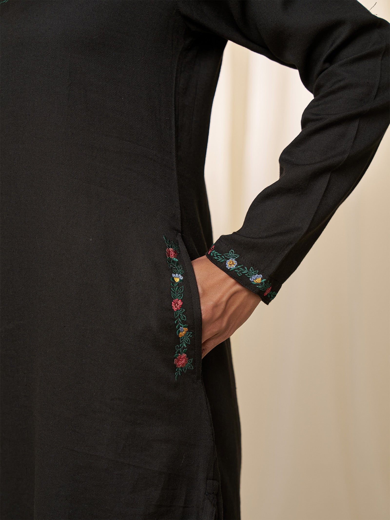Berry Black Twill Kurta