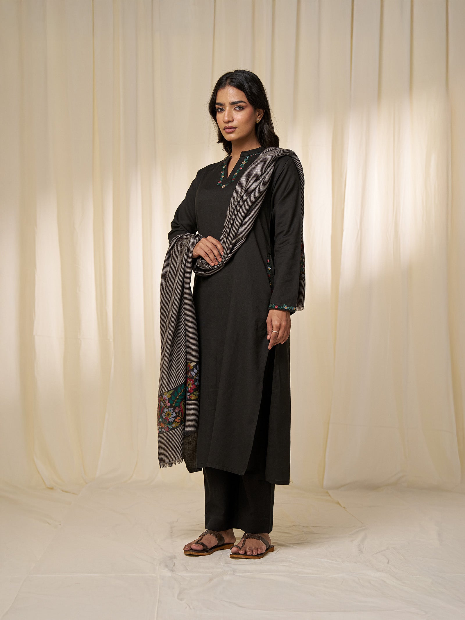 Berry Black Twill Kurta