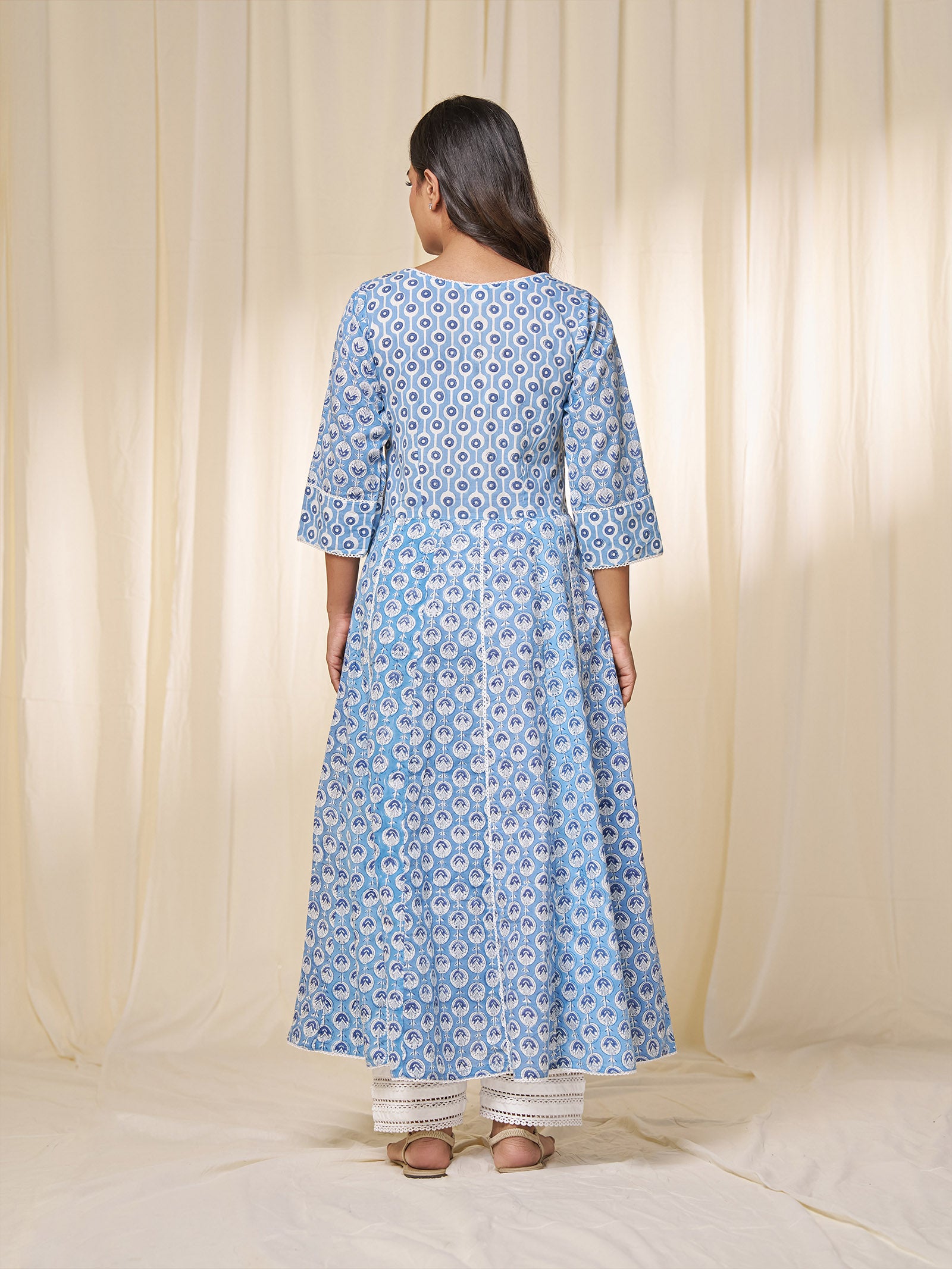 Sky Blue Cosmos Cotton Kurta