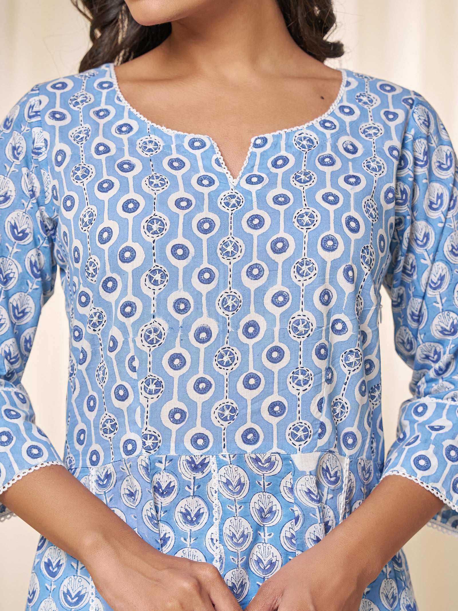 Sky Blue Cosmos Cotton Kurta