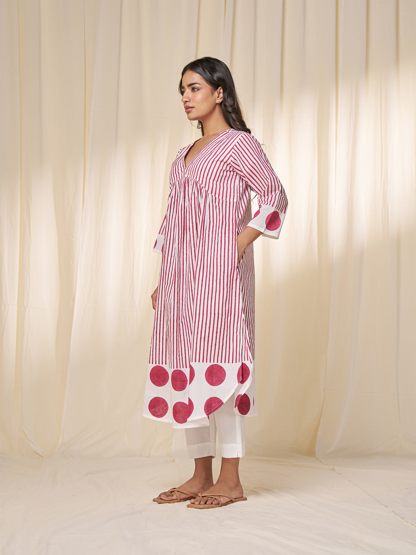 Stripe - Up Cotton Kurta