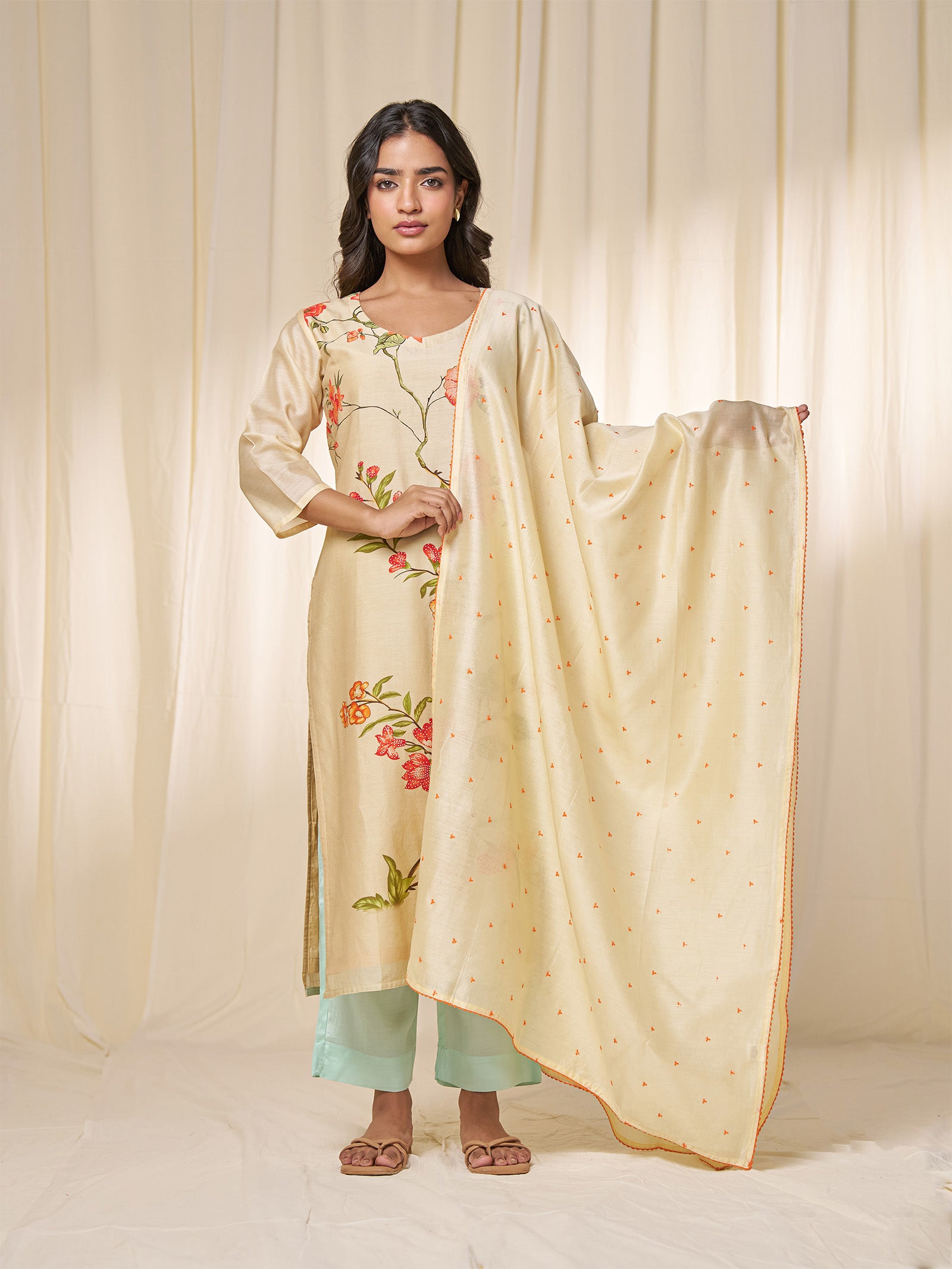 Narangi Chanderi Dupatta