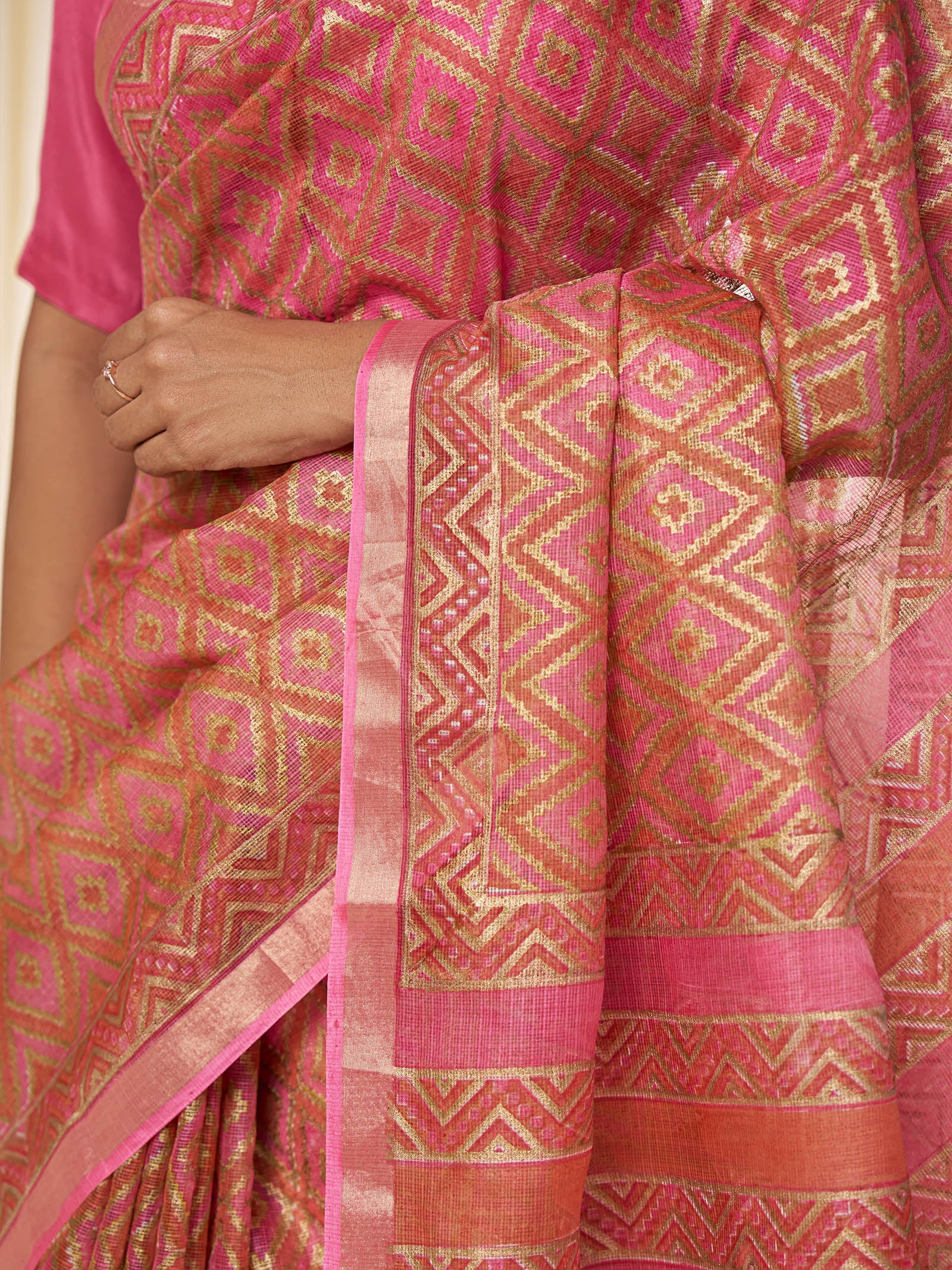 Kohinoor Pink Kota Silk Saree