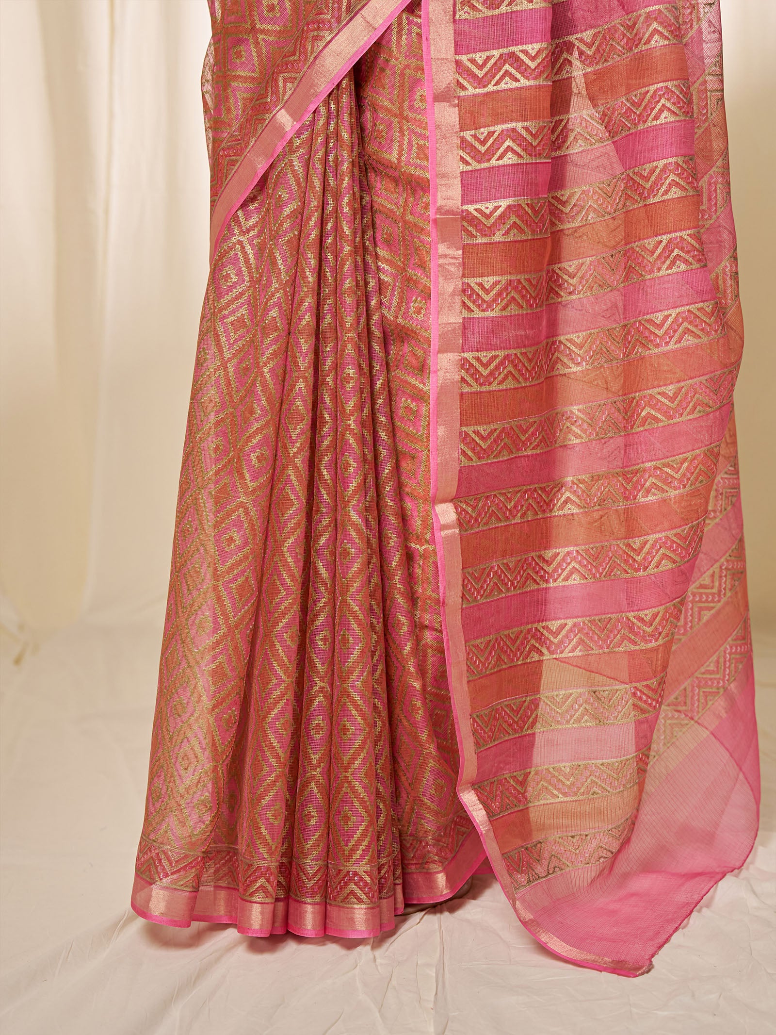 Kohinoor Pink Kota Silk Saree