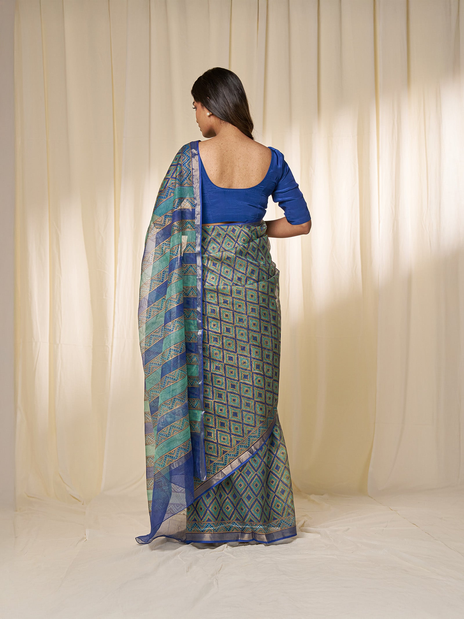 Kohinoor Blue Kota Silk Saree