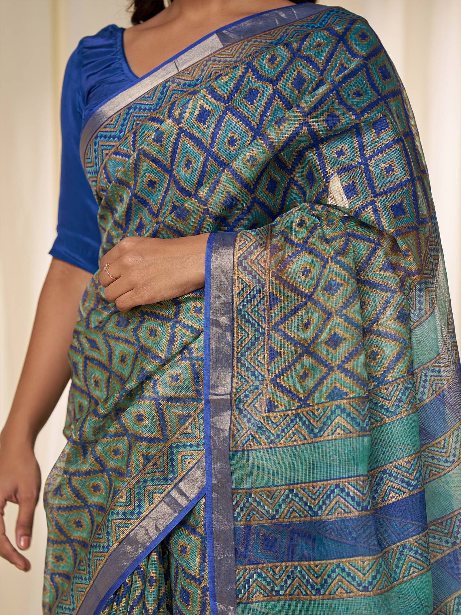 Kohinoor Blue Kota Silk Saree