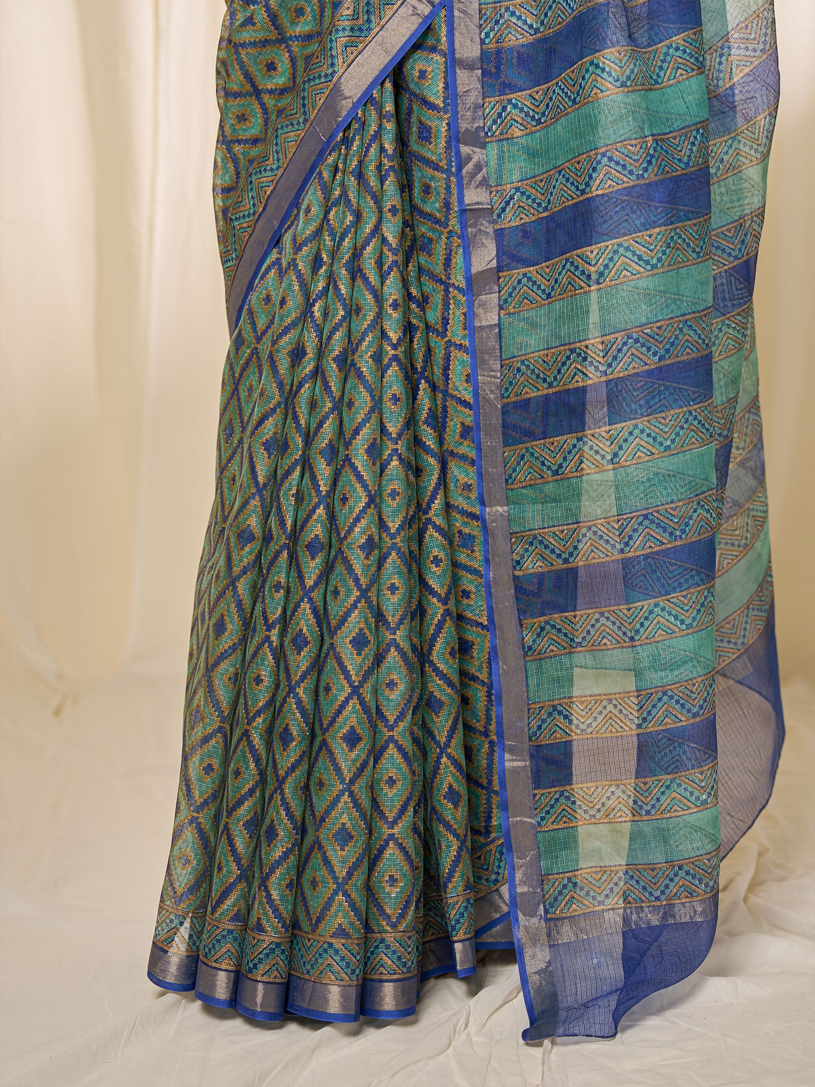 Kohinoor Blue Kota Silk Saree