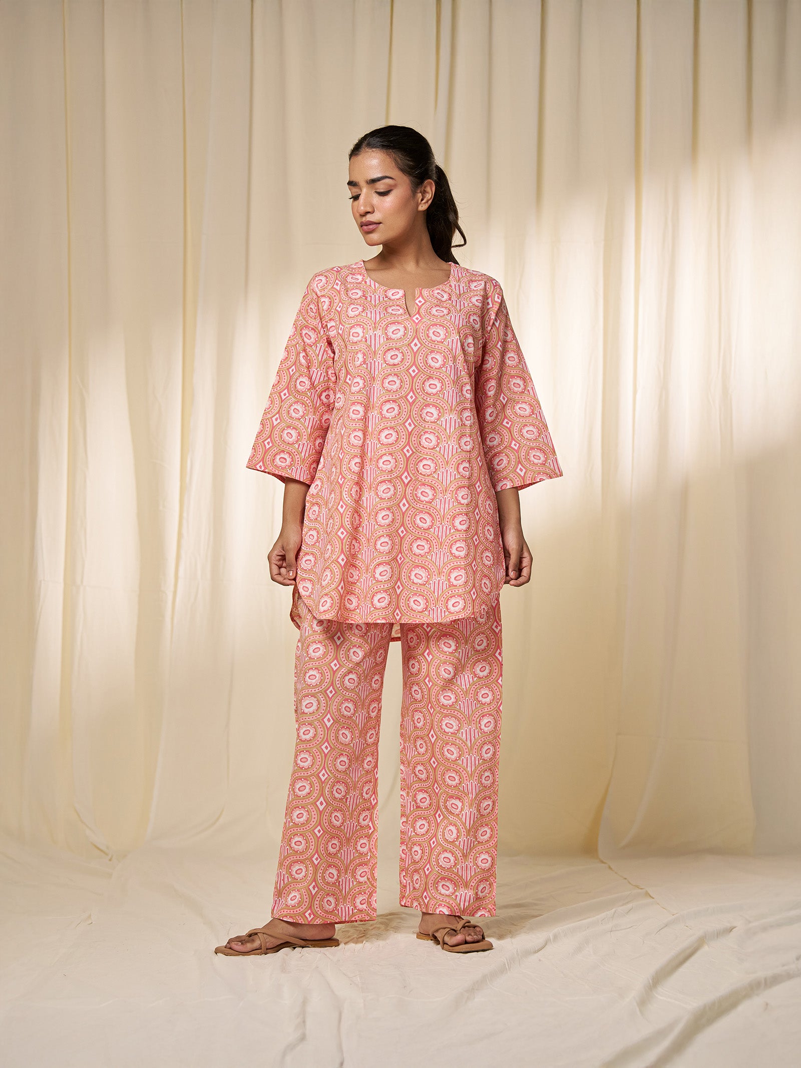 Candy Peach Cotton Night Suit