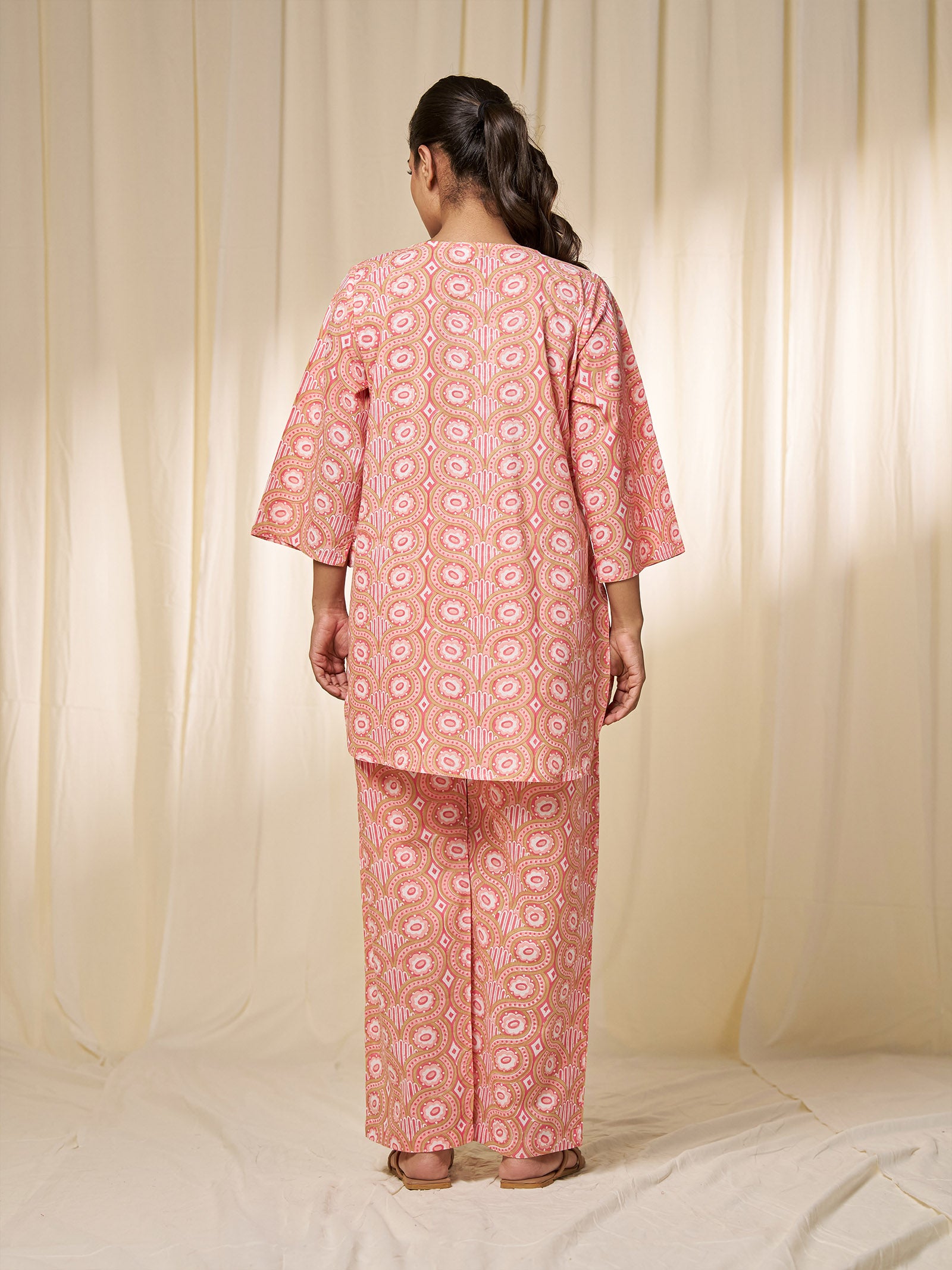 Candy Peach Cotton Night Suit