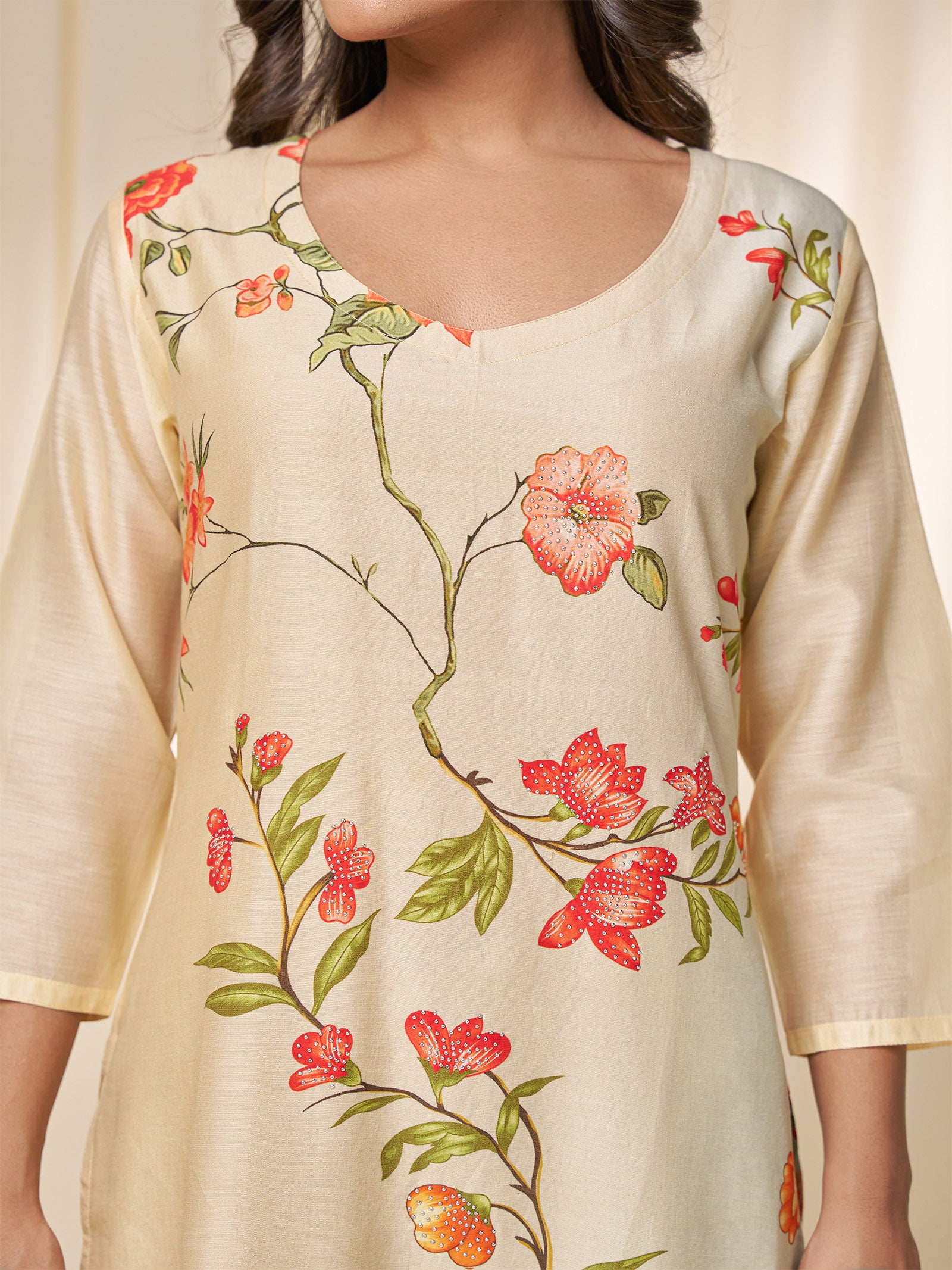 Narangi Chanderi Kurta