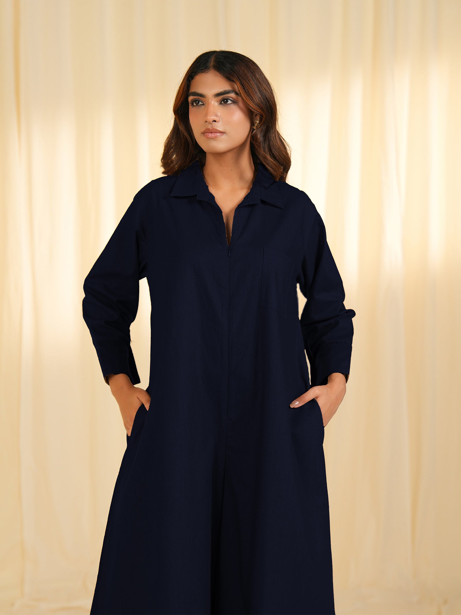 Slate Flow Cotton Jumpsuit