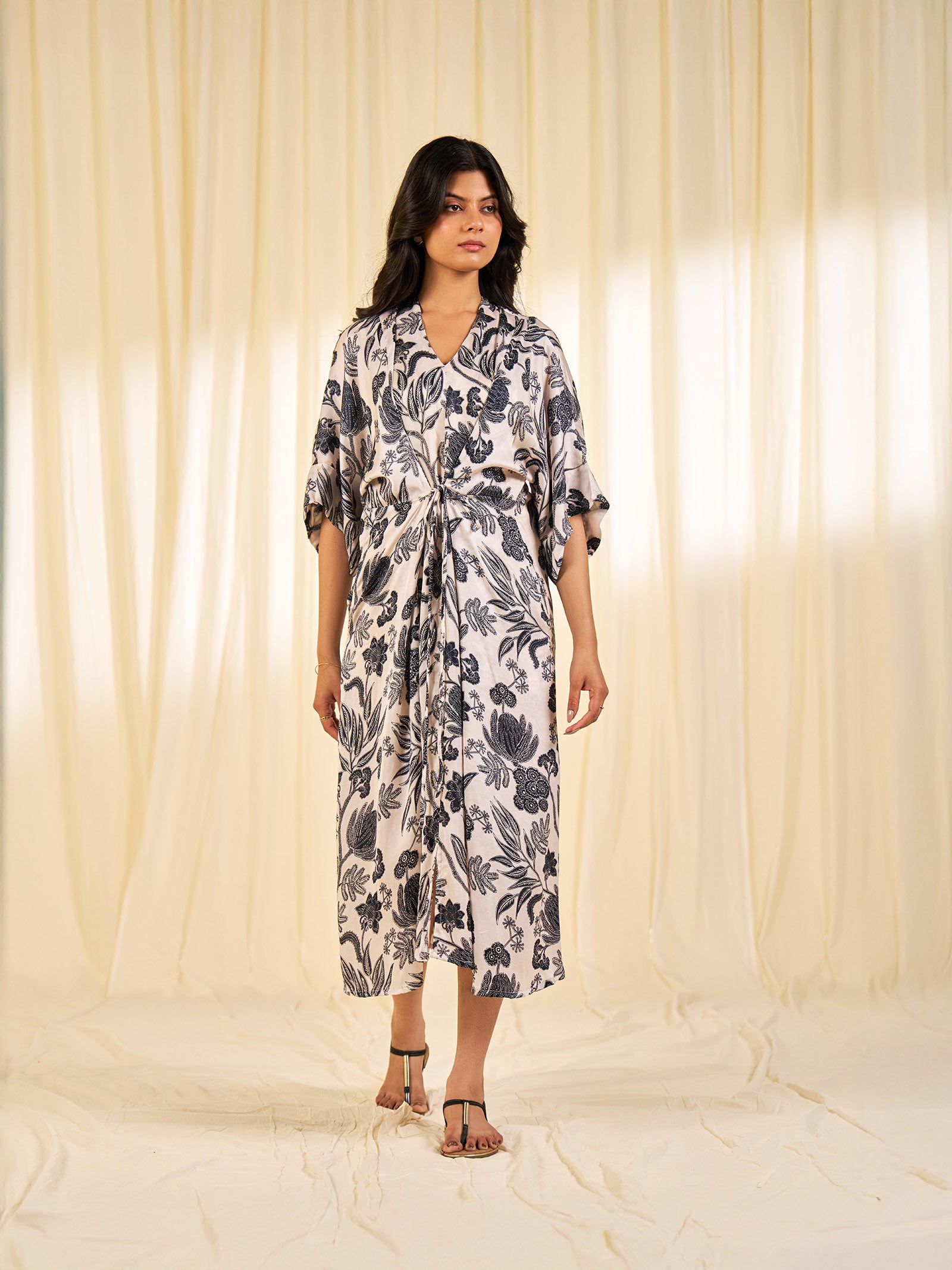 Stolen Secrets - Inked Flowers Modal Satin Dress