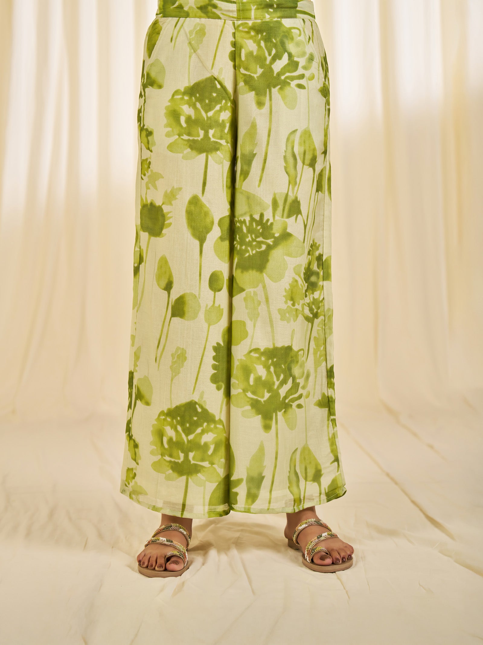 Summer Season Green Chanderi Palazzo