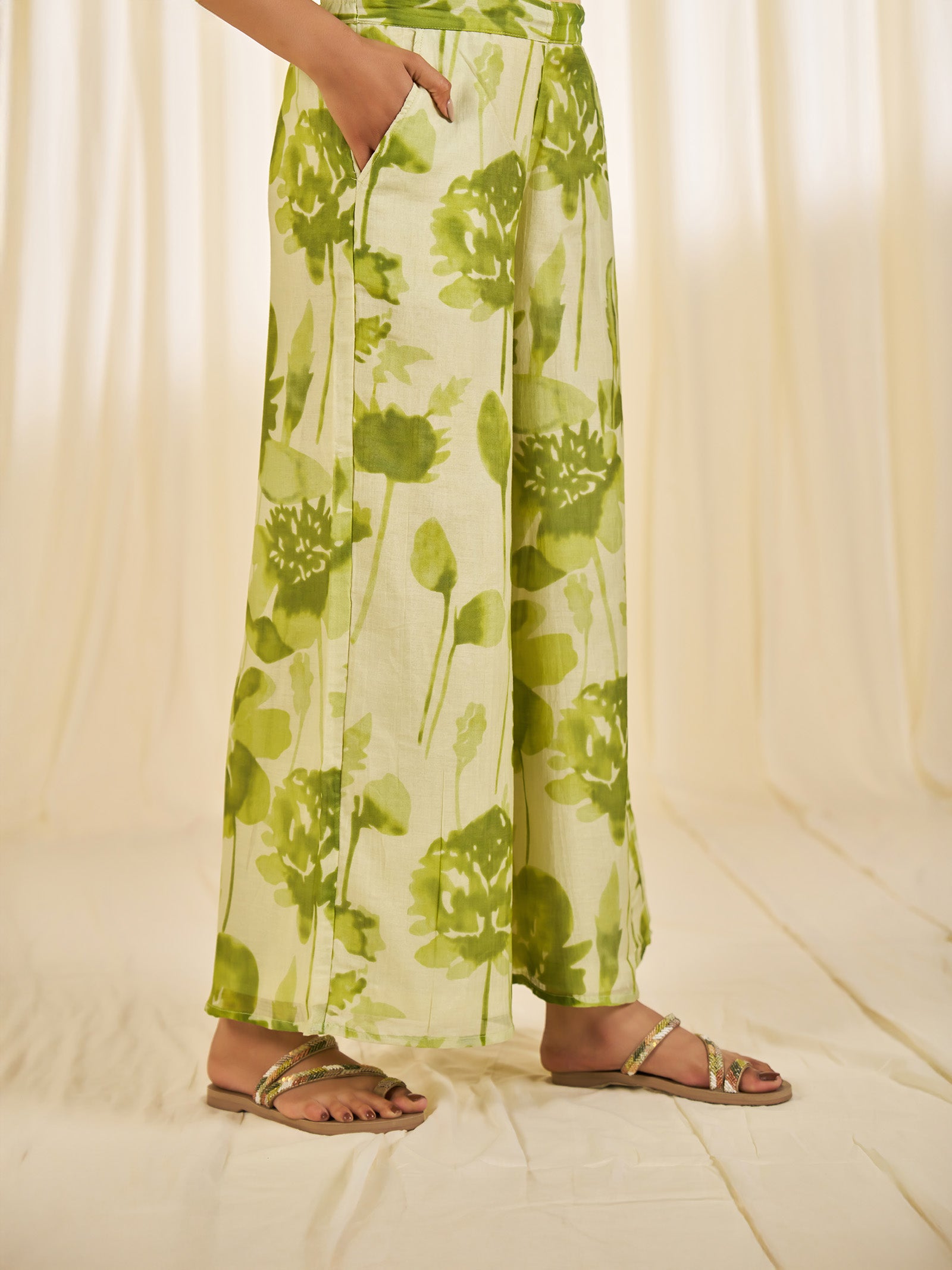 Summer Season Green Chanderi Palazzo