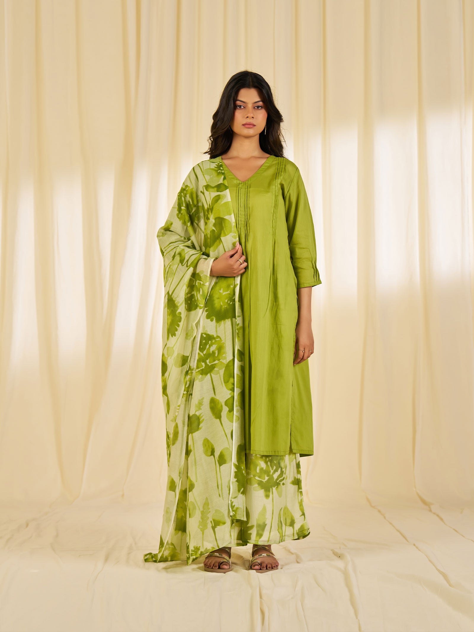 Summer Season Green Voile Kurta