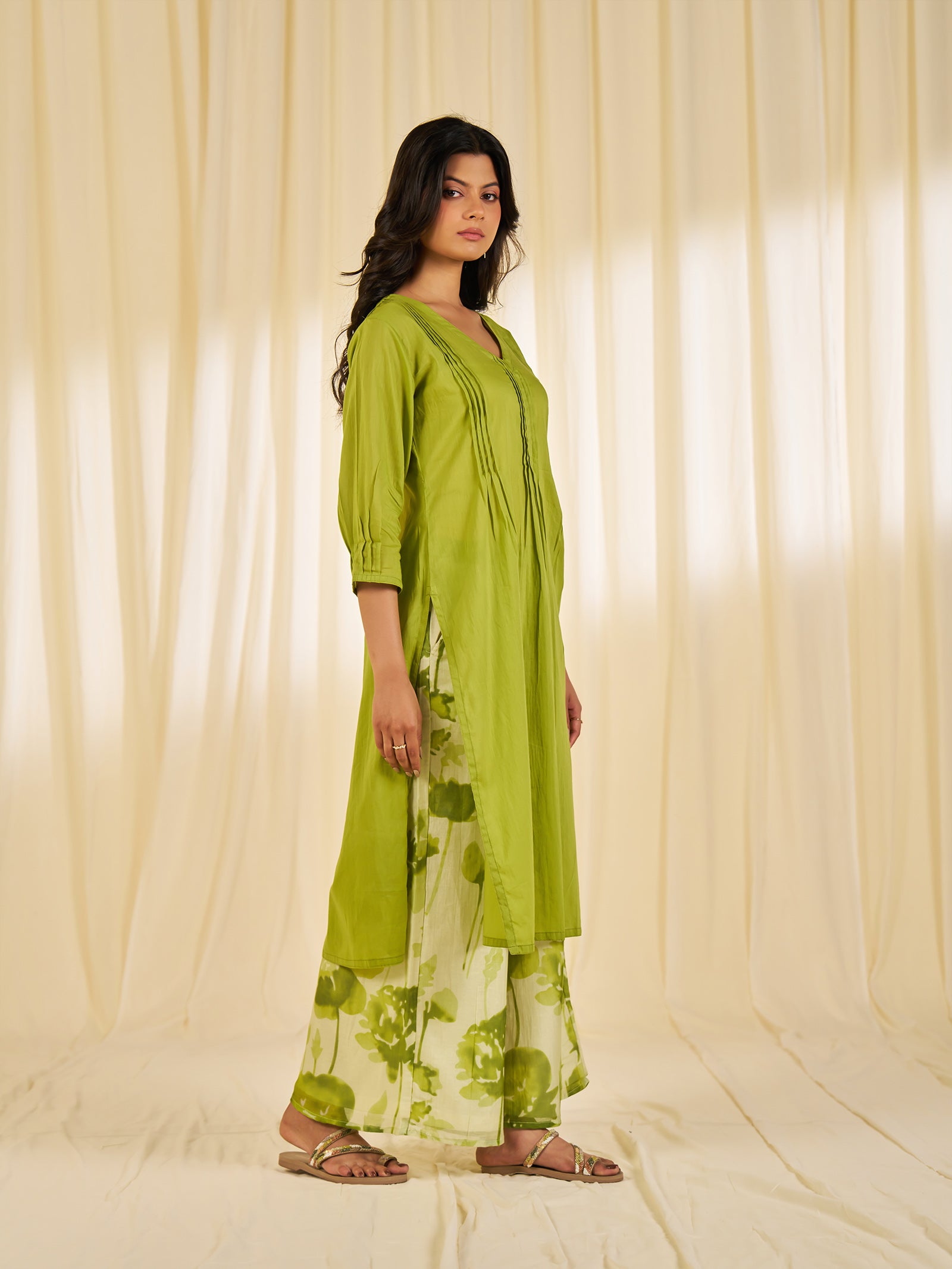 Summer Season Green Voile Kurta