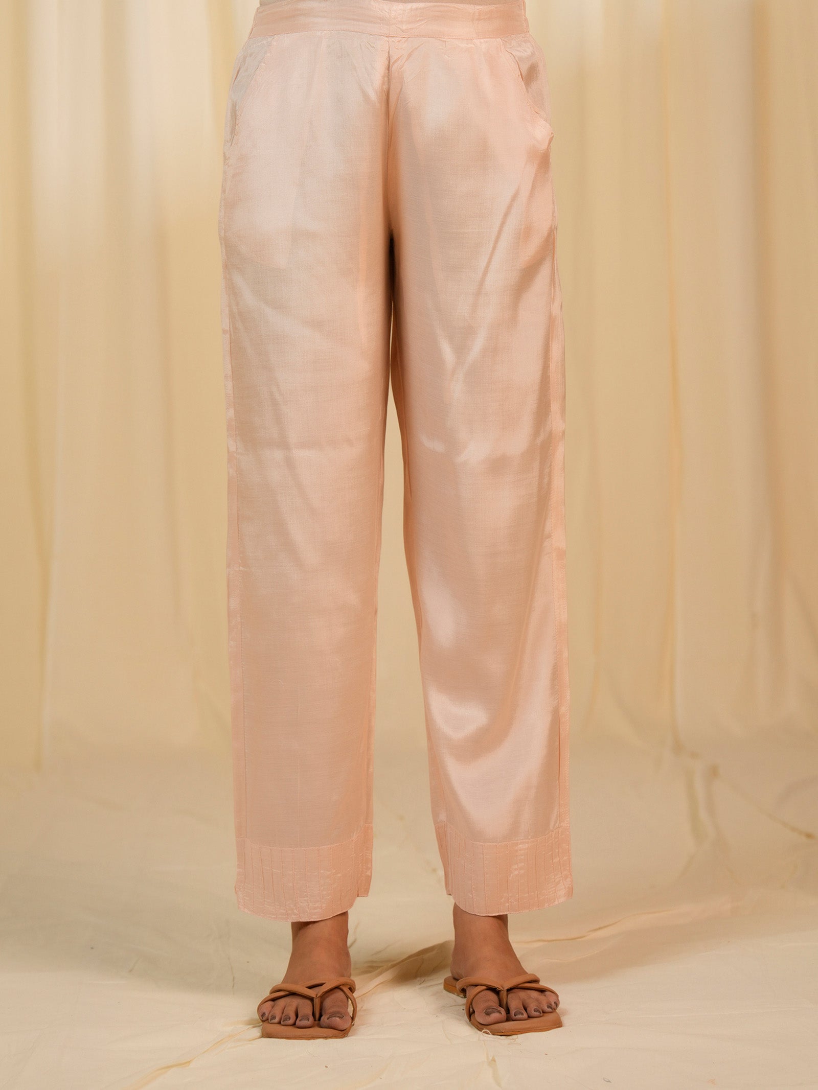 Sunhera Gulab Bamboo Silk Straight Pants