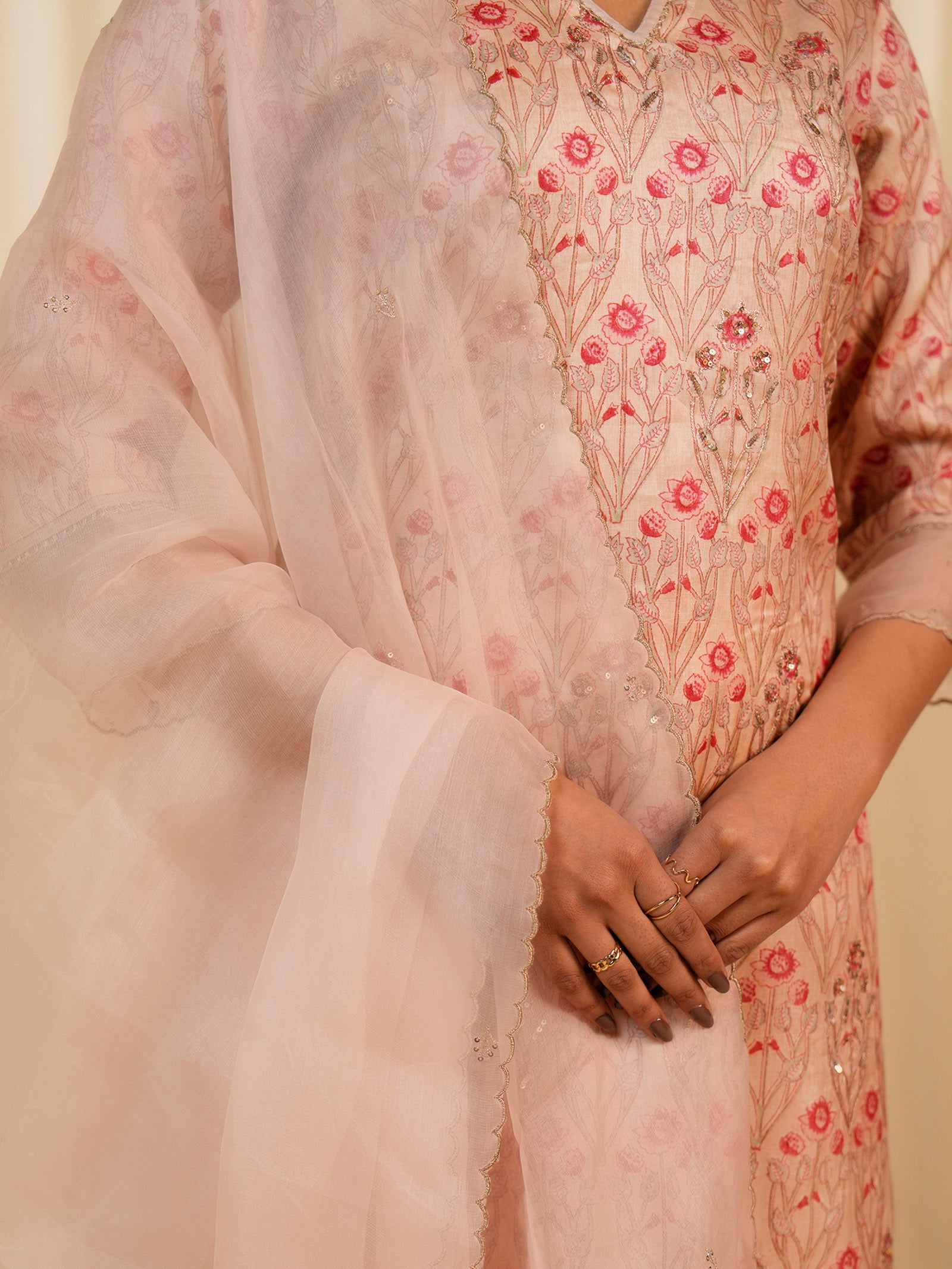 Sunhera Gulab Organza Dupatta