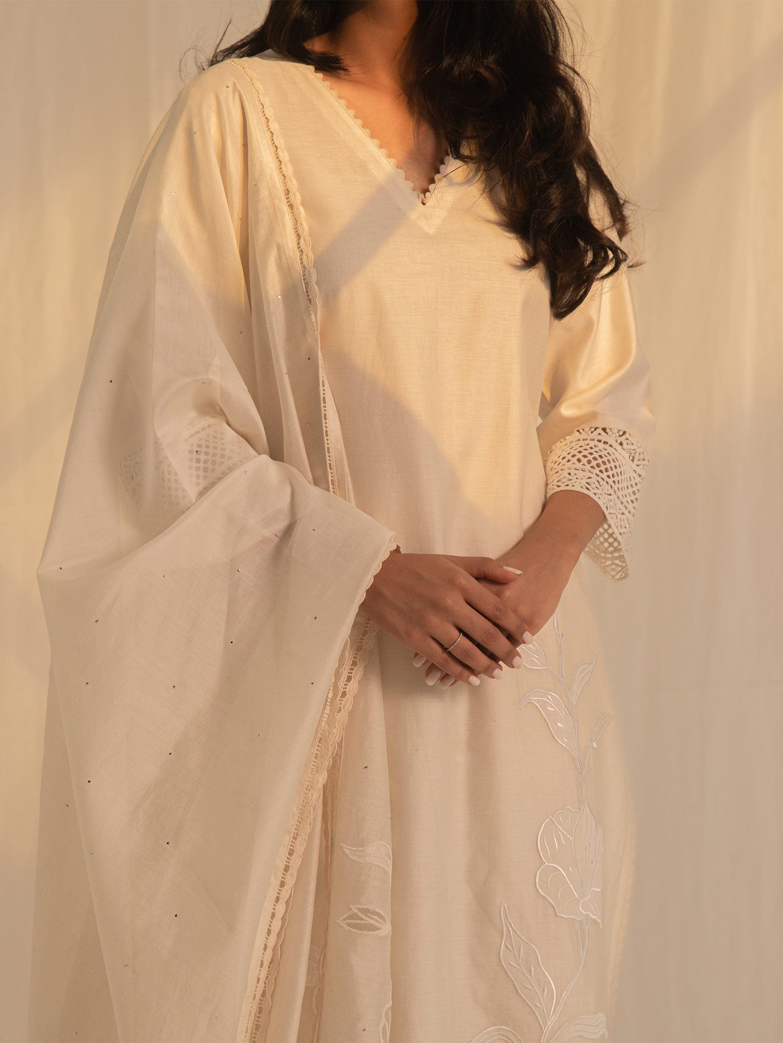 Cream Bisque Chanderi Dupatta