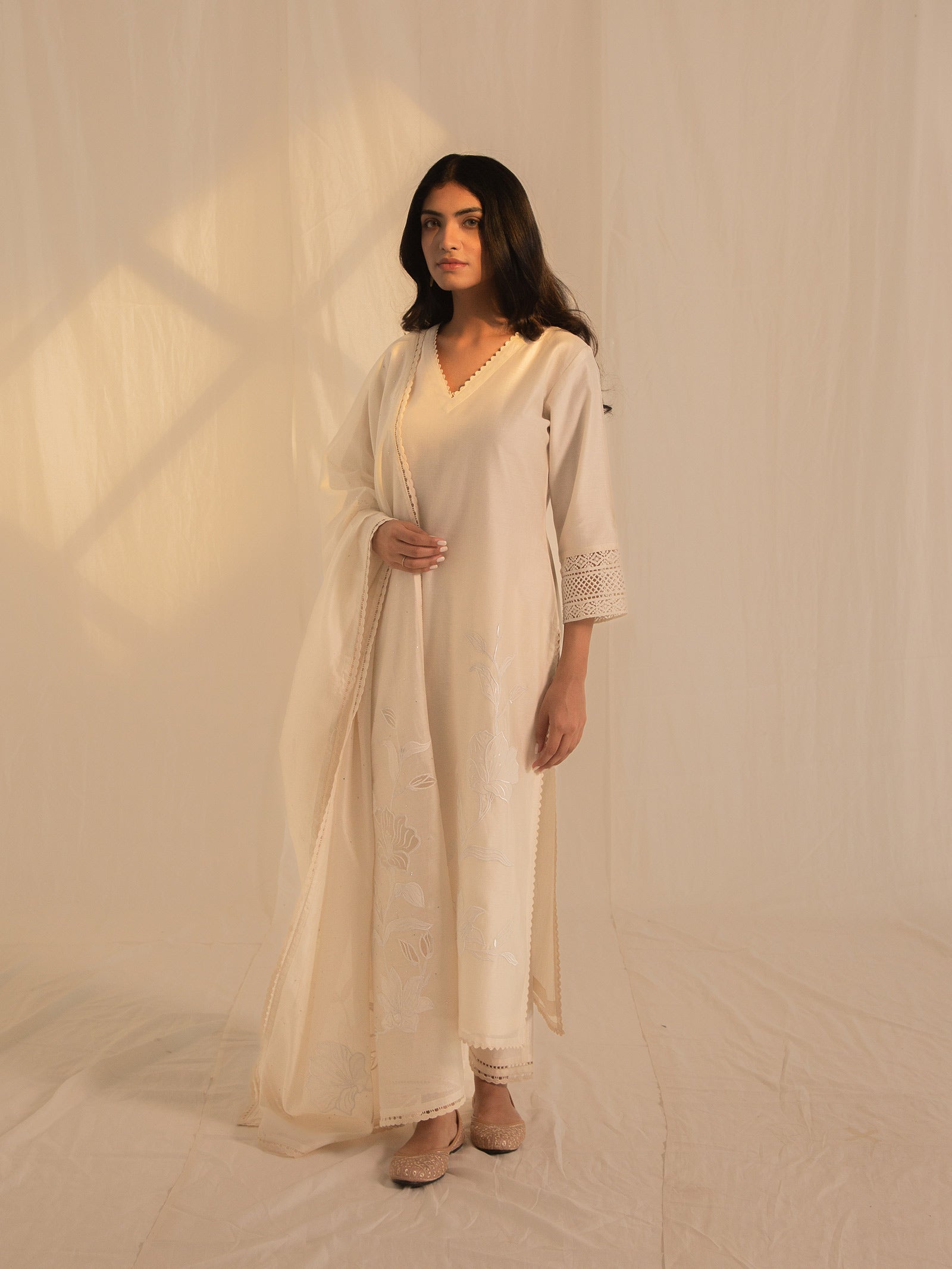 Cream Bisque Chanderi Dupatta