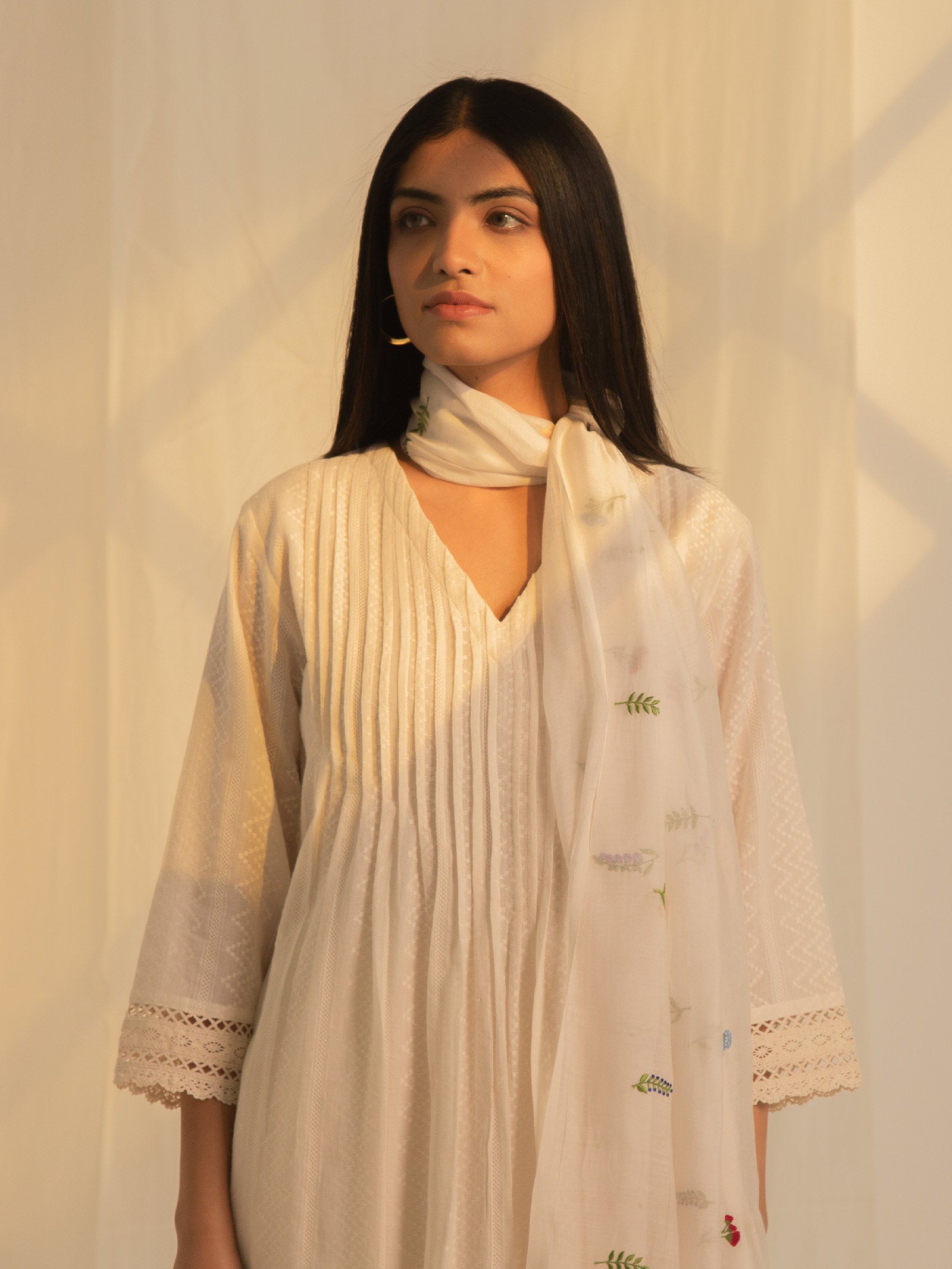 Raw Ecru Pleats Cotton Kurta