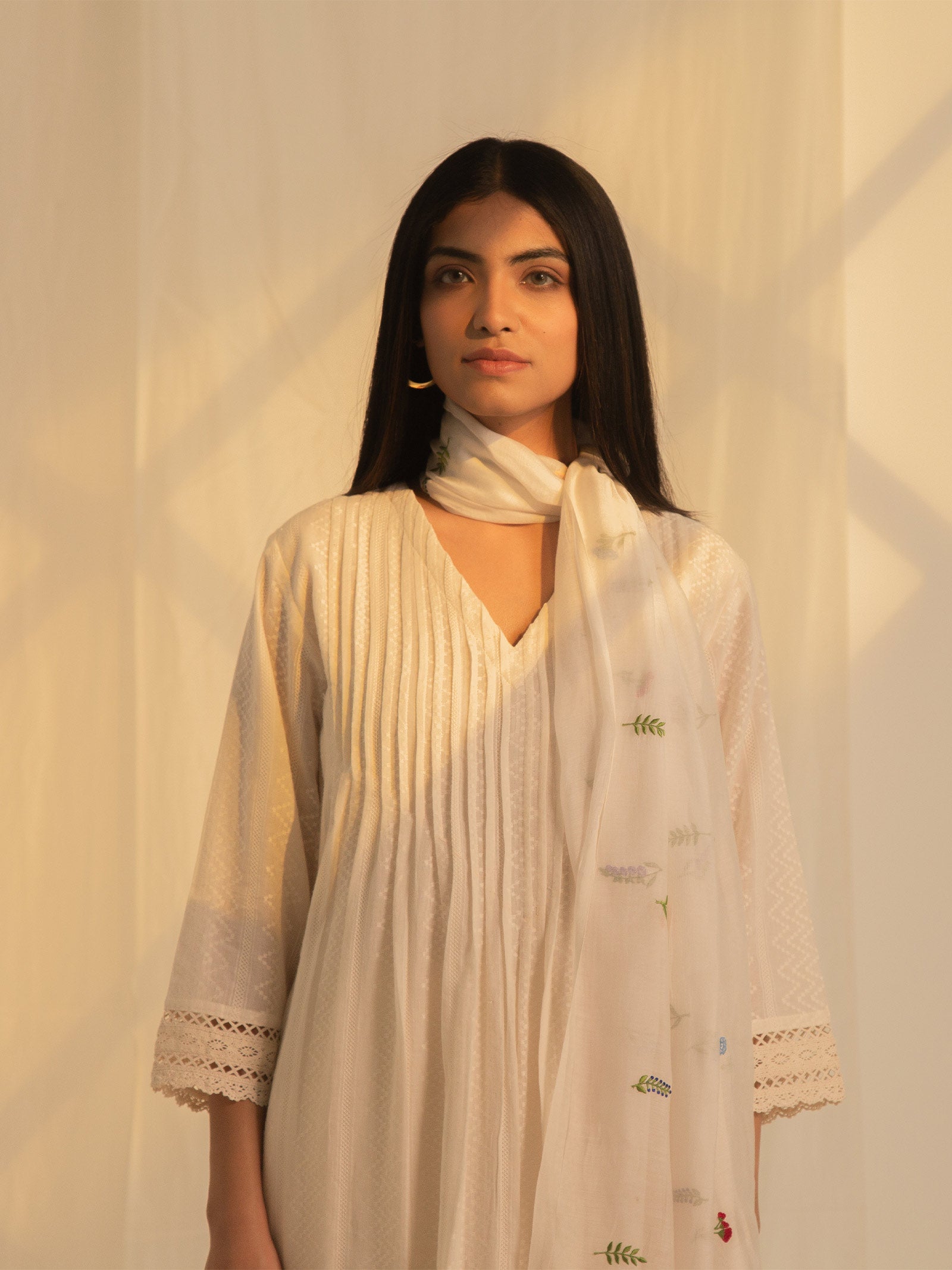 Raw Ecru Pleats Cotton Kurta