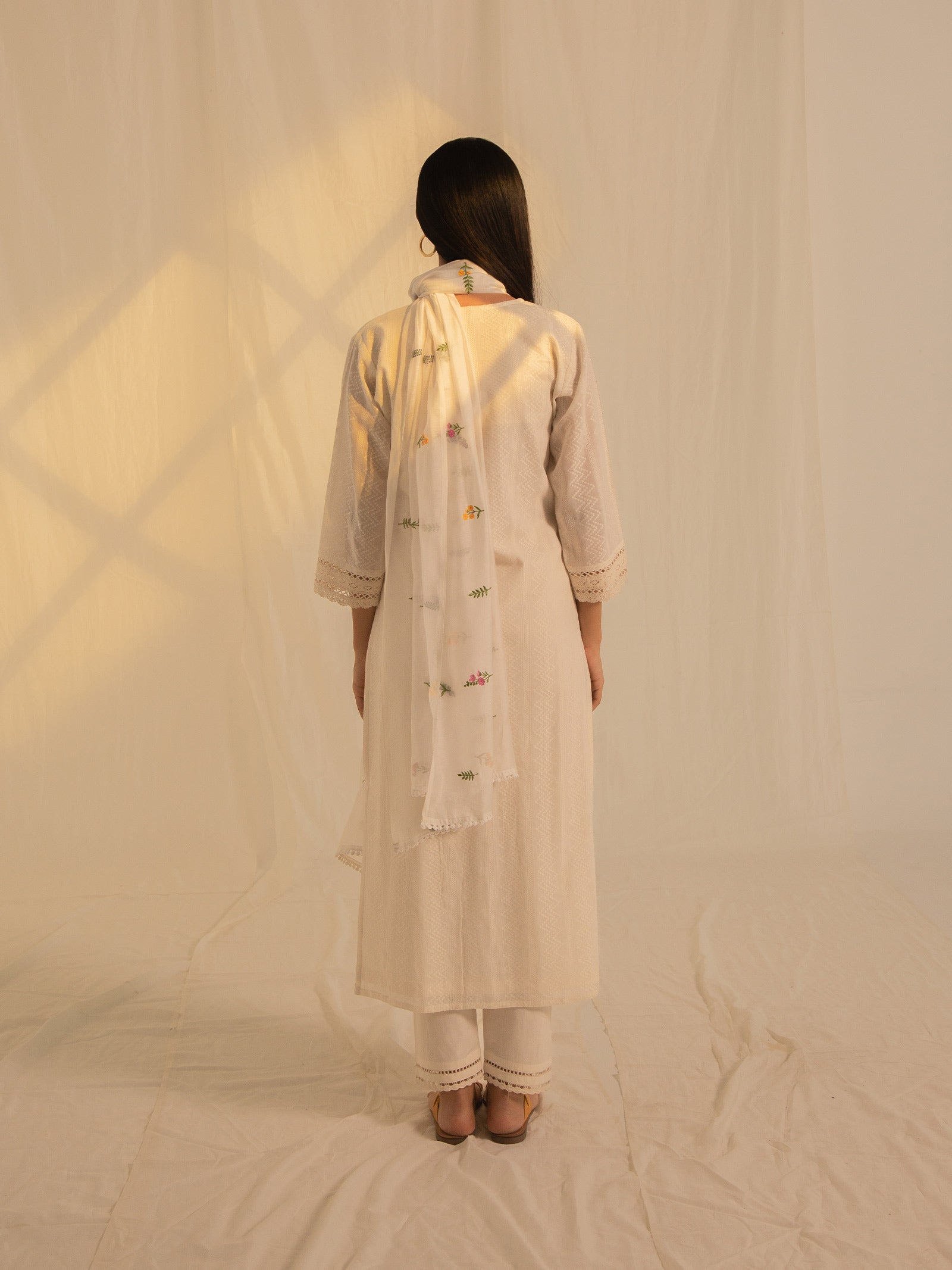 Raw Ecru Pleats Cotton Kurta