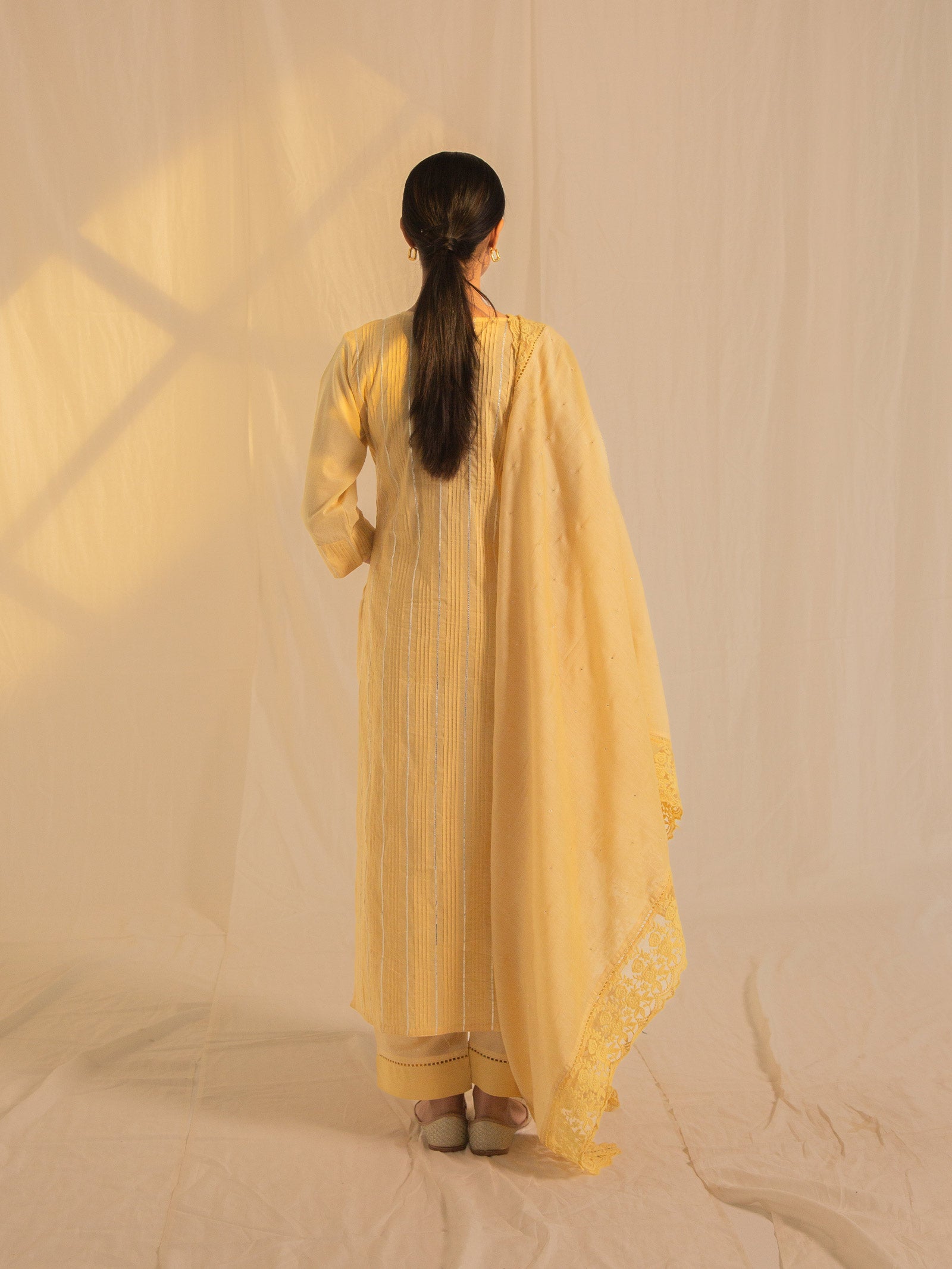 Yellow Chantilly Voile Kurta