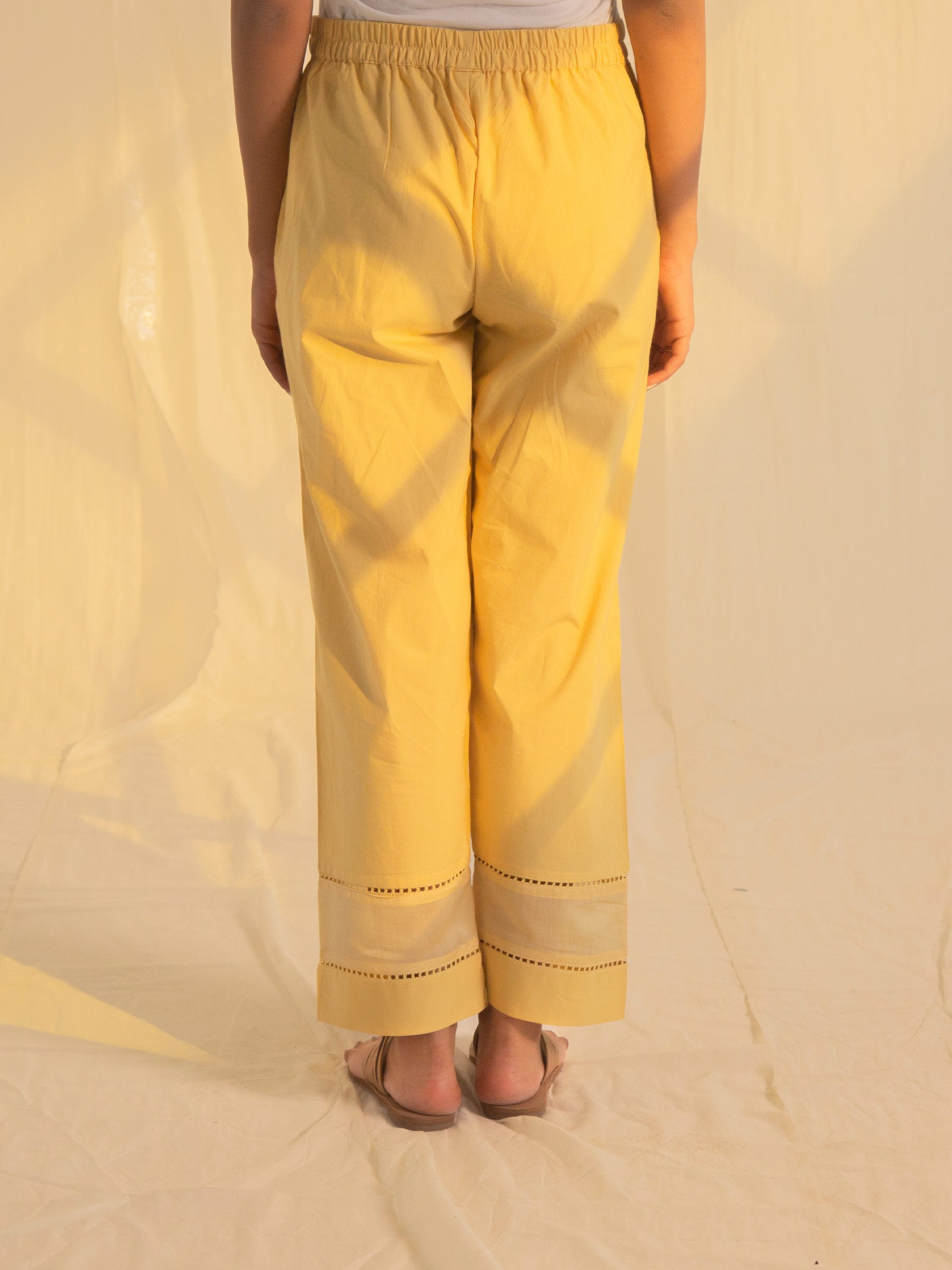 Yellow Chantilly Cotton Straight Pant