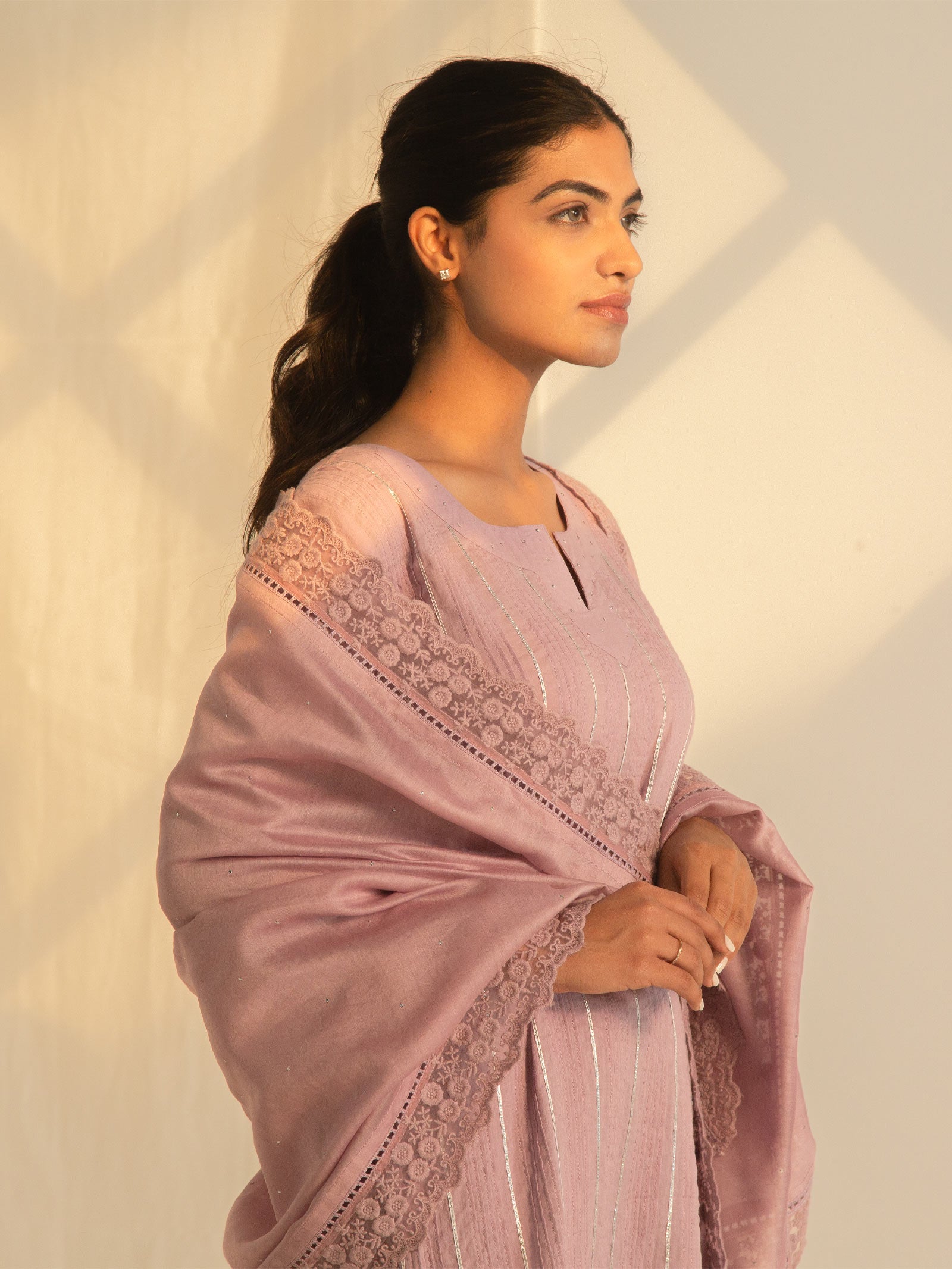 Mauve Chantilly Voile Kurta